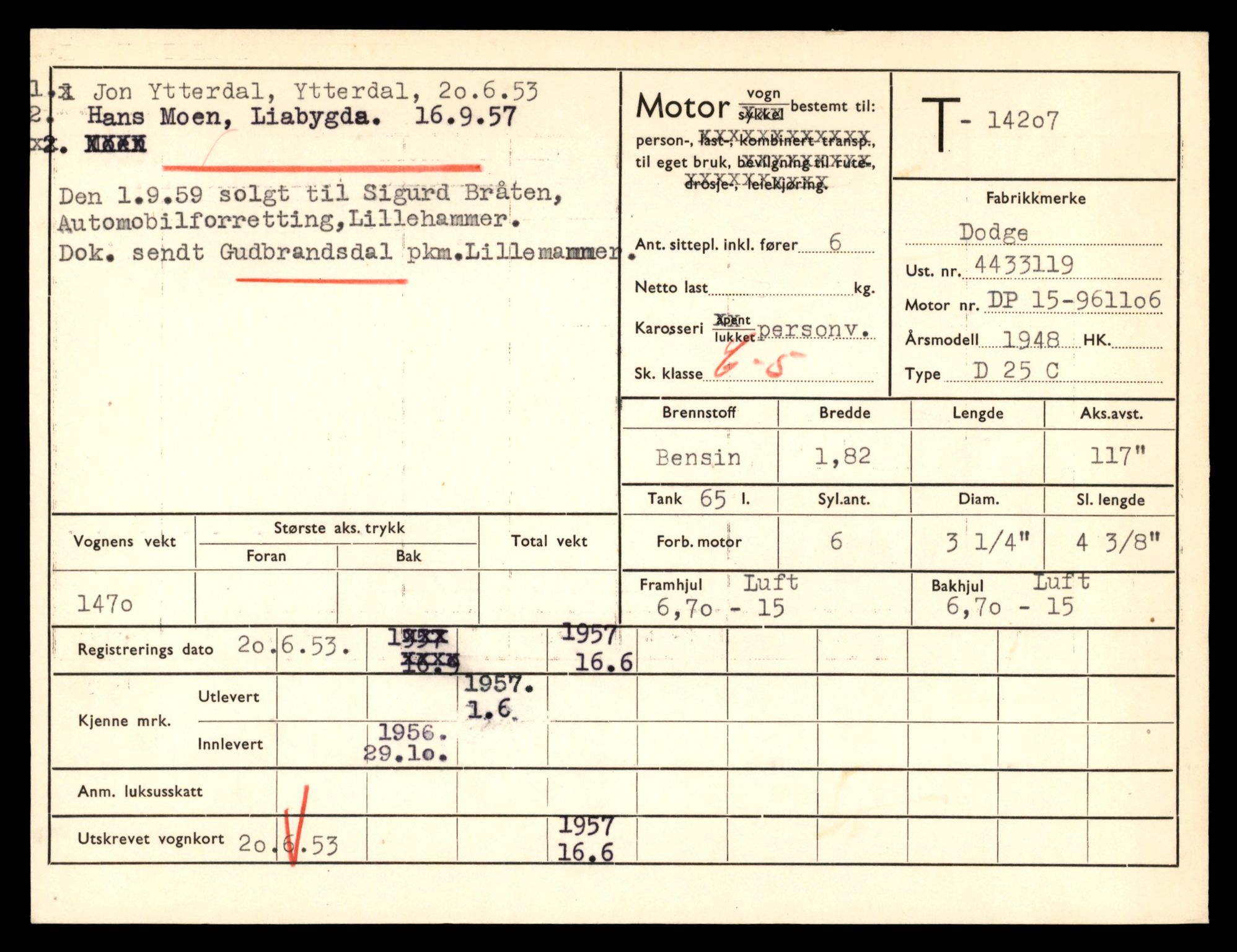 Møre og Romsdal vegkontor - Ålesund trafikkstasjon, AV/SAT-A-4099/F/Fe/L0044: Registreringskort for kjøretøy T 14205 - T 14319, 1927-1998, p. 47