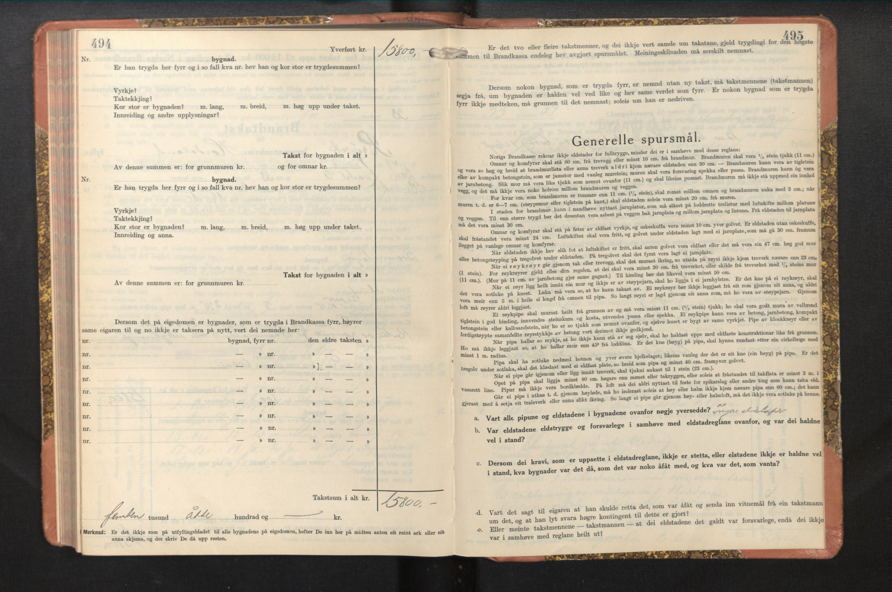 Lensmannen i Bruvik, AV/SAB-A-31301/0012/L0011: Branntakstprotokoll, skjematakst, 1936-1949, p. 494-495