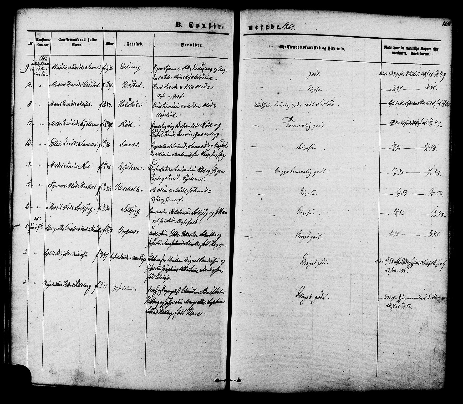 Ministerialprotokoller, klokkerbøker og fødselsregistre - Møre og Romsdal, AV/SAT-A-1454/551/L0625: Parish register (official) no. 551A05, 1846-1879, p. 168