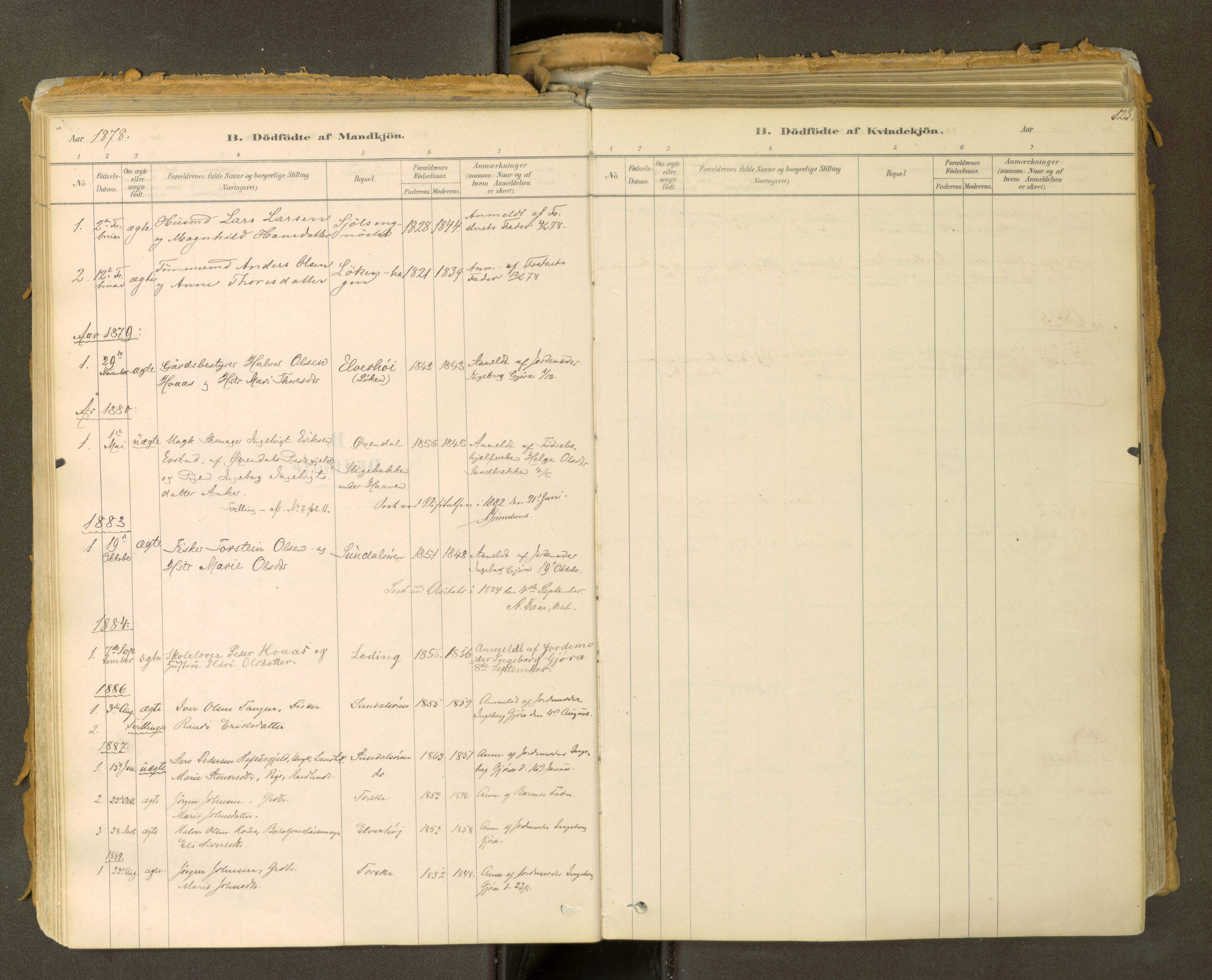 Sunndal sokneprestkontor, SAT/A-1085/1/I/I1/I1a: Parish register (official) no. 2, 1877-1914, p. 123