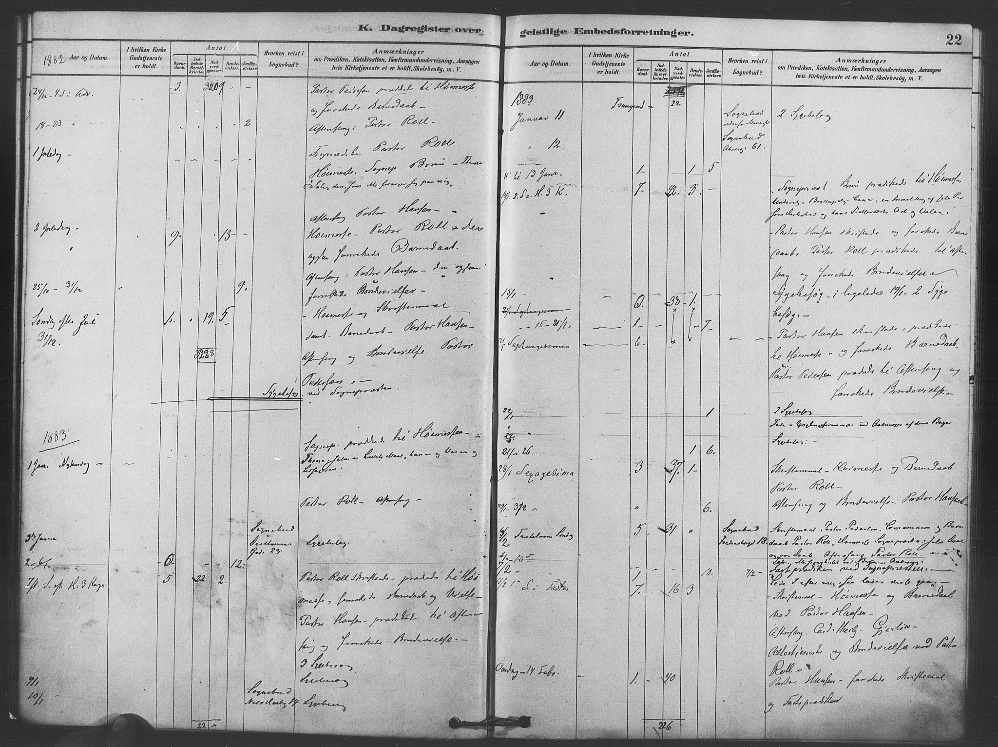 Trefoldighet prestekontor Kirkebøker, SAO/A-10882/I/Ia/L0002: Diary records no. 2, 1878-1890, p. 22