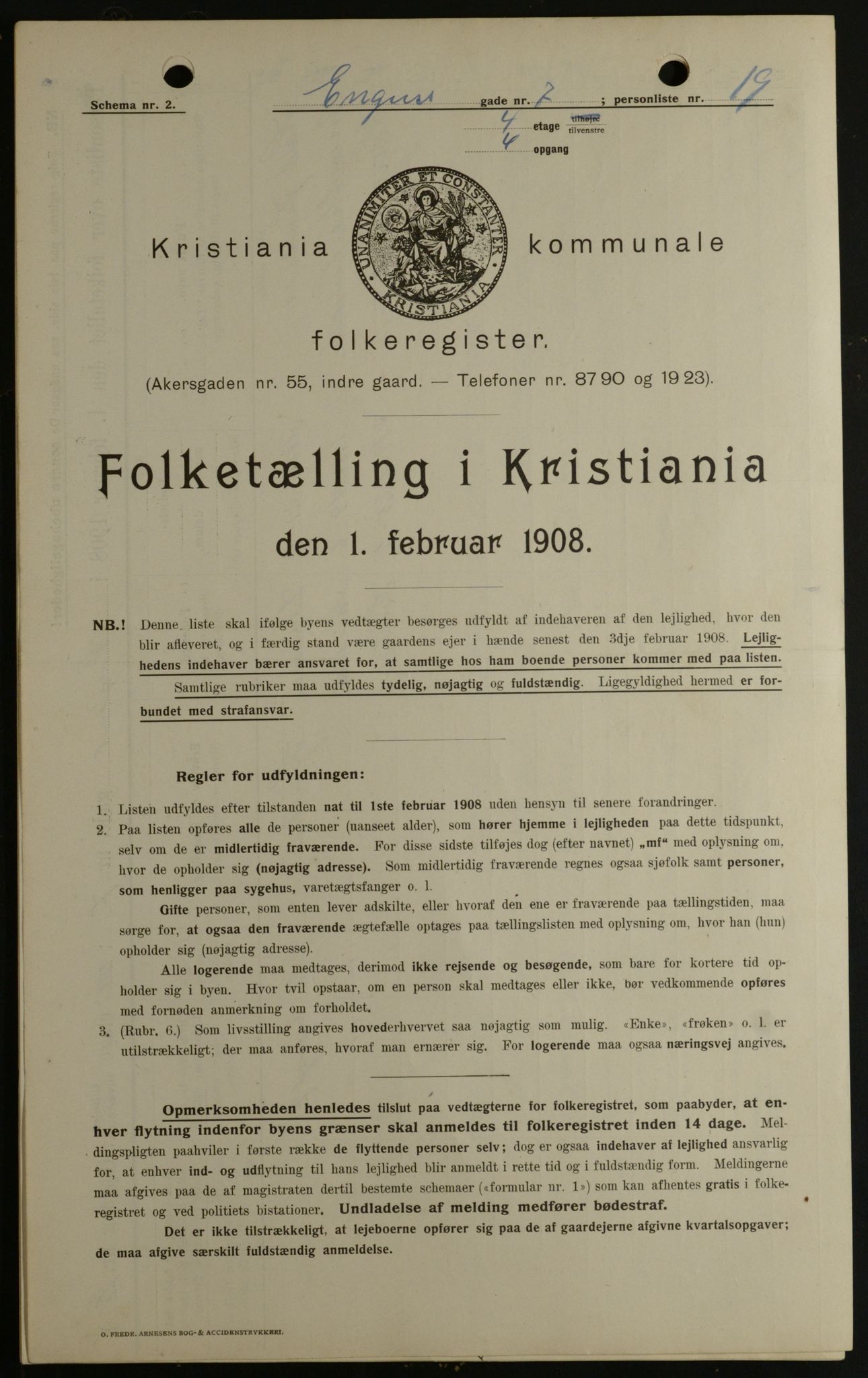 OBA, Municipal Census 1908 for Kristiania, 1908, p. 19806