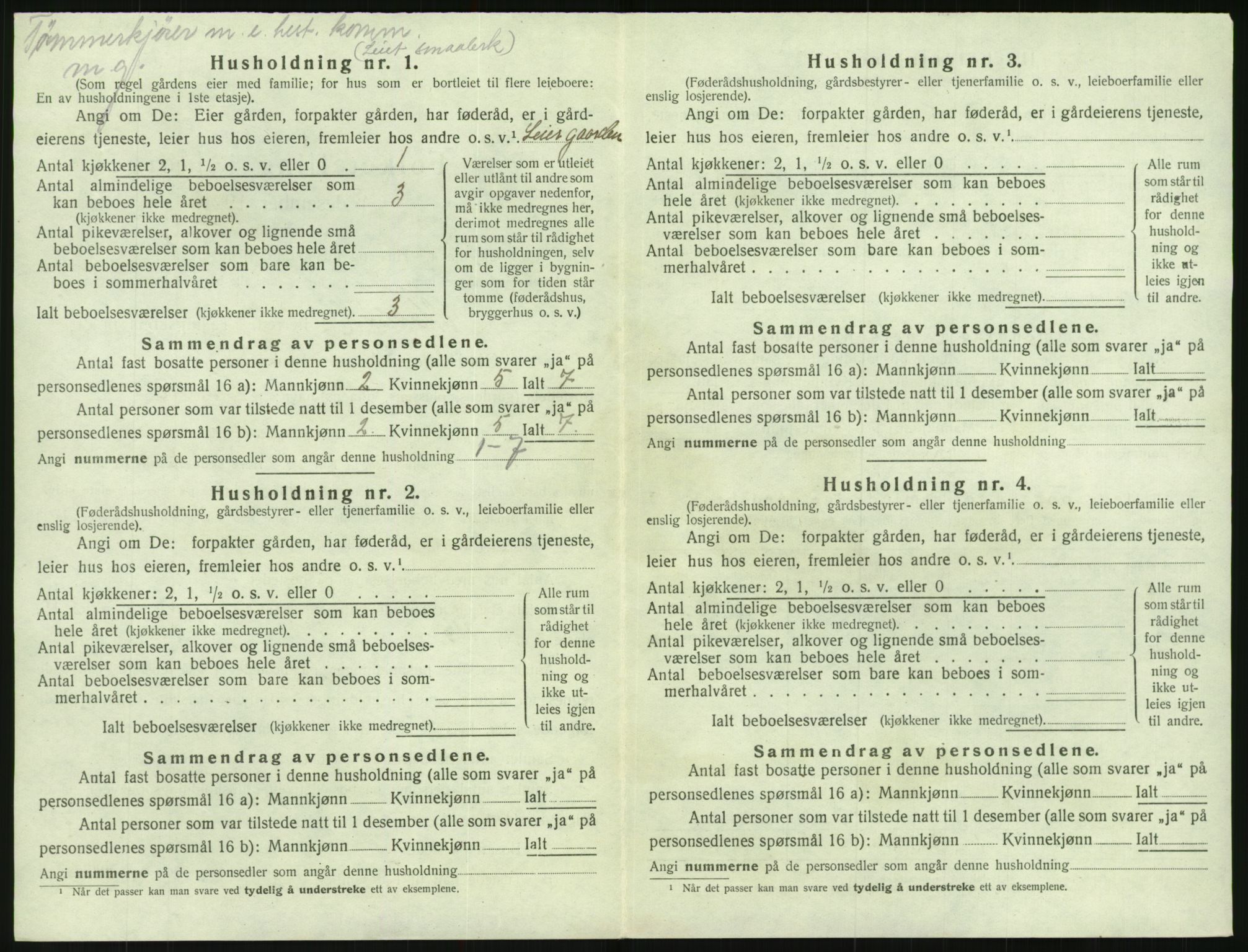 SAK, 1920 census for Mykland, 1920, p. 197