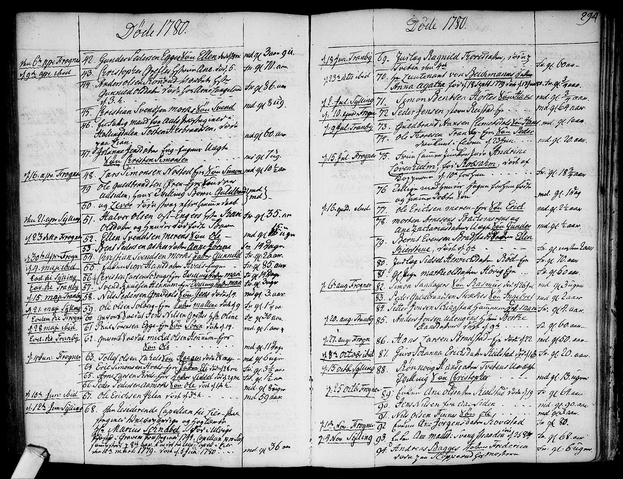 Lier kirkebøker, AV/SAKO-A-230/F/Fa/L0006: Parish register (official) no. I 6, 1777-1794, p. 293-294