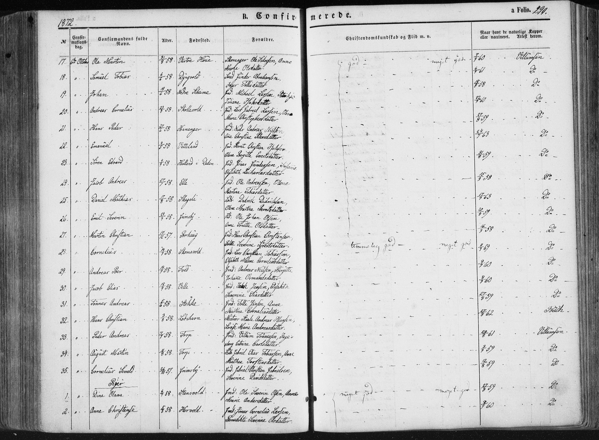 Lista sokneprestkontor, AV/SAK-1111-0027/F/Fa/L0011: Parish register (official) no. A 11, 1861-1878, p. 290