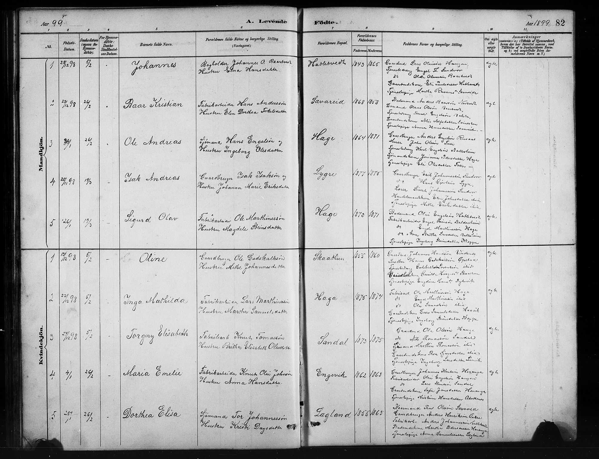 Fusa sokneprestembete, SAB/A-75401/H/Hab: Parish register (copy) no. C 2, 1886-1926, p. 82