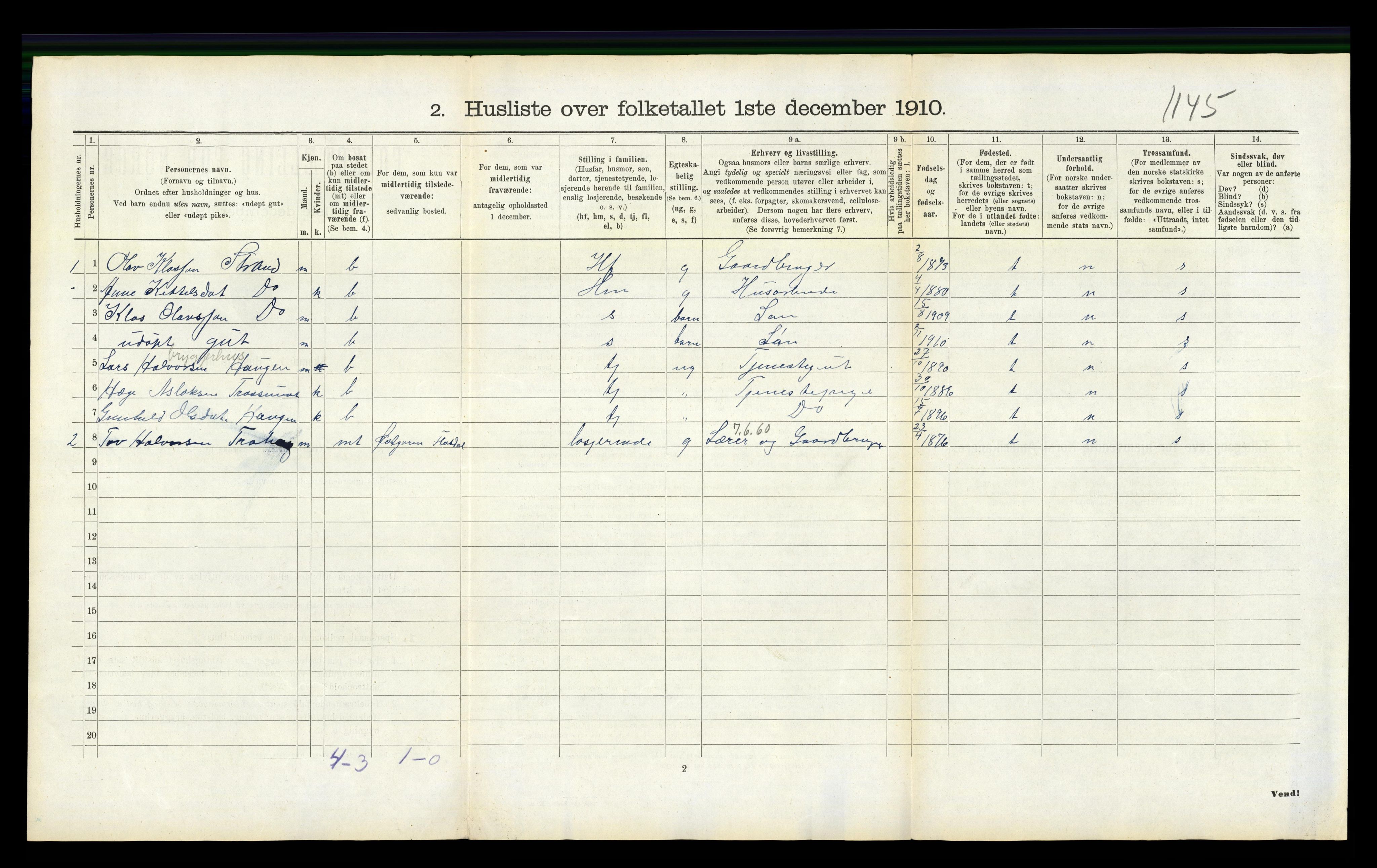 RA, 1910 census for Seljord, 1910, p. 560