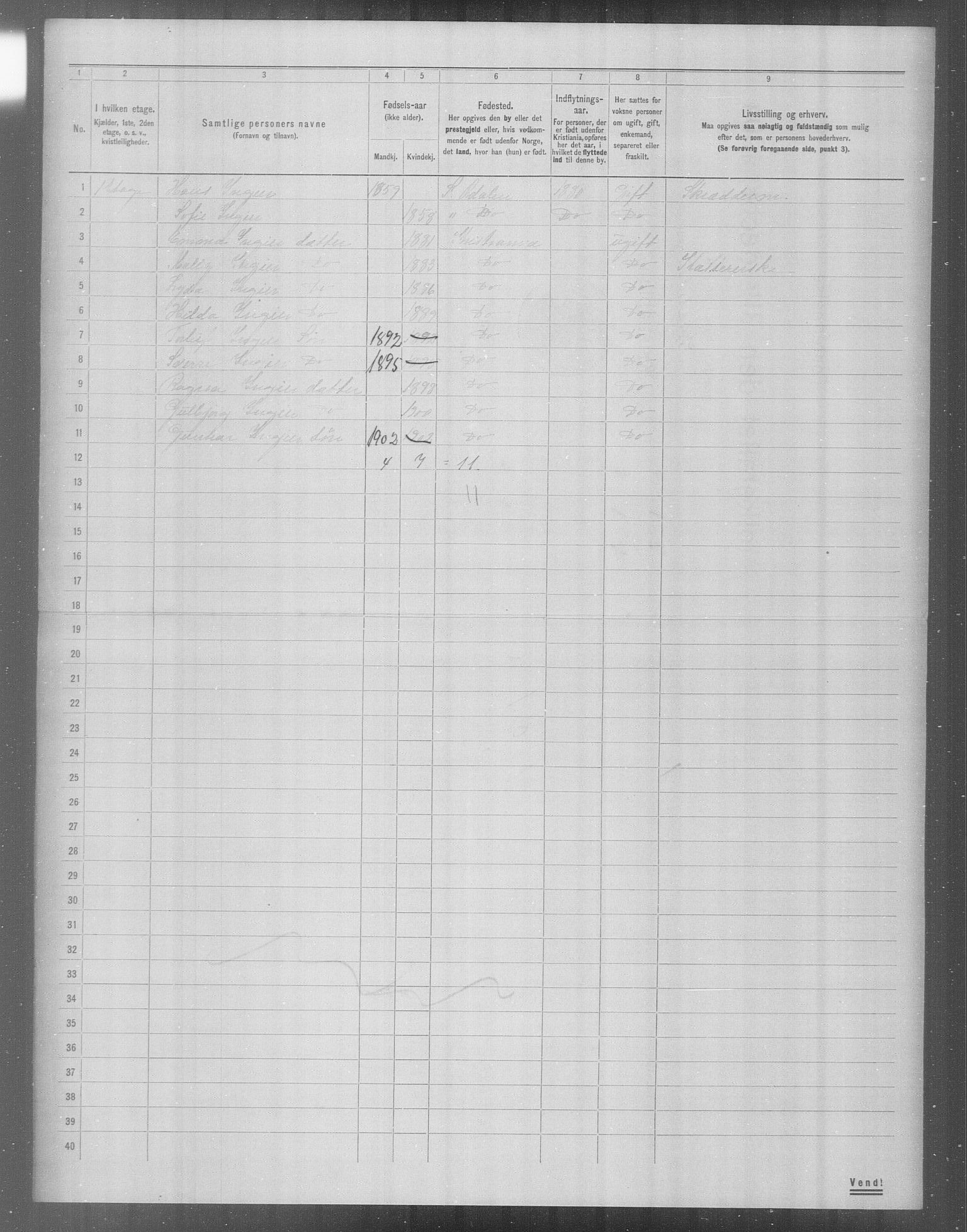 OBA, Municipal Census 1904 for Kristiania, 1904, p. 24034