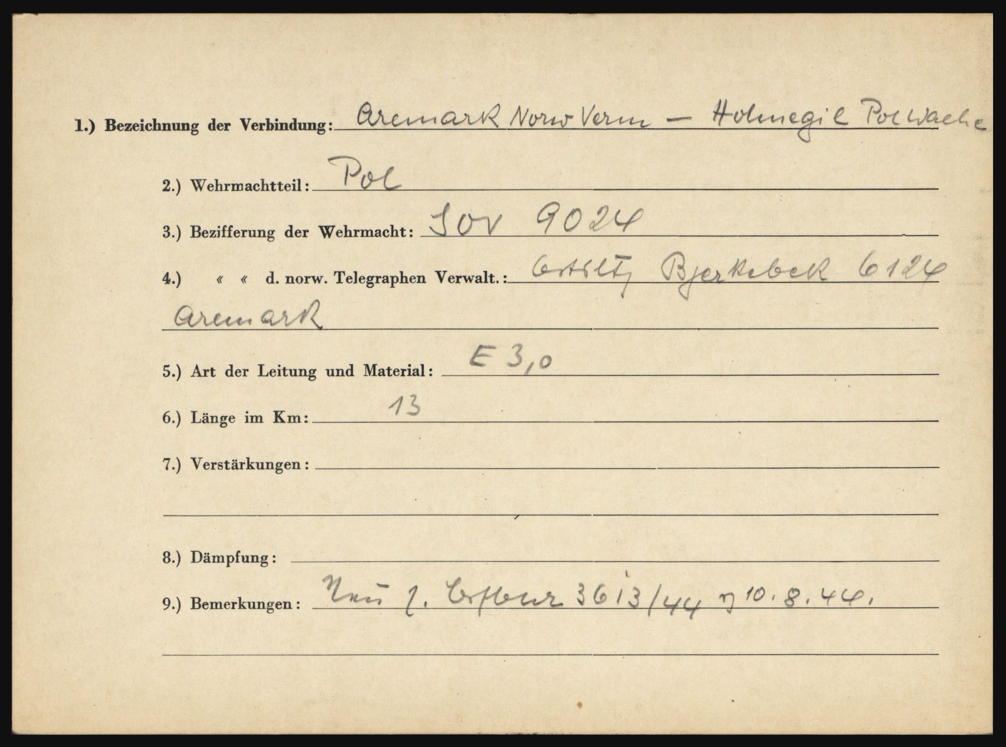 Tyske arkiver, Organisation Todt (OT), Einsatzgruppe Wiking, AV/RA-RAFA-2188/1/O/O12/L0003: Kartotek over tyske telefon- og fjernskriverlinjer i Norge, 1940-1945, p. 34