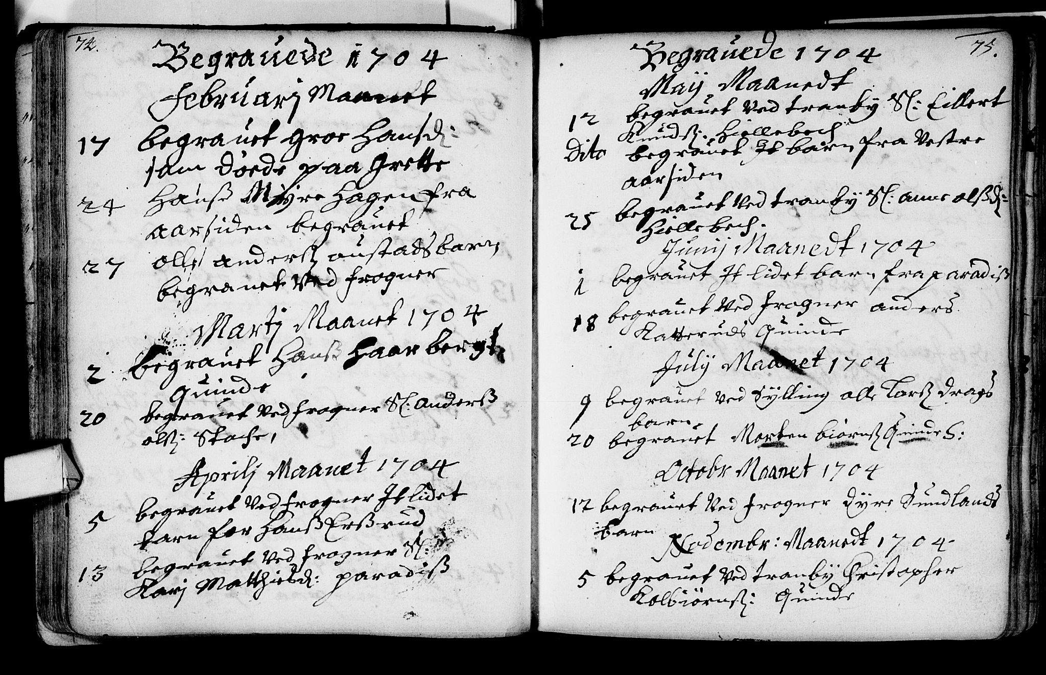 Lier kirkebøker, AV/SAKO-A-230/F/Fa/L0002: Parish register (official) no. I 2, 1701-1726, p. 74-75