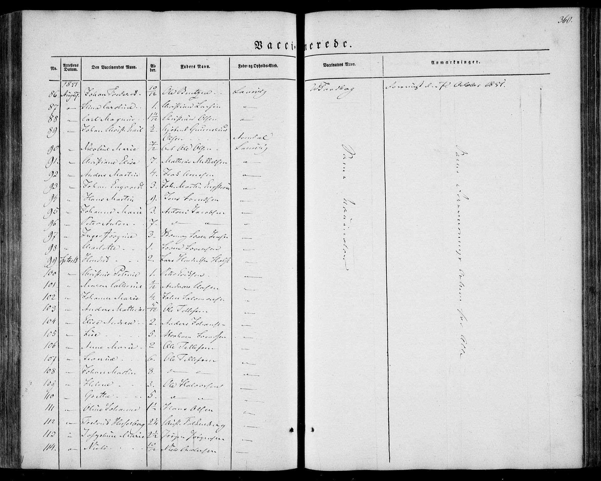 Larvik kirkebøker, AV/SAKO-A-352/F/Fa/L0003: Parish register (official) no. I 3, 1848-1856, p. 360