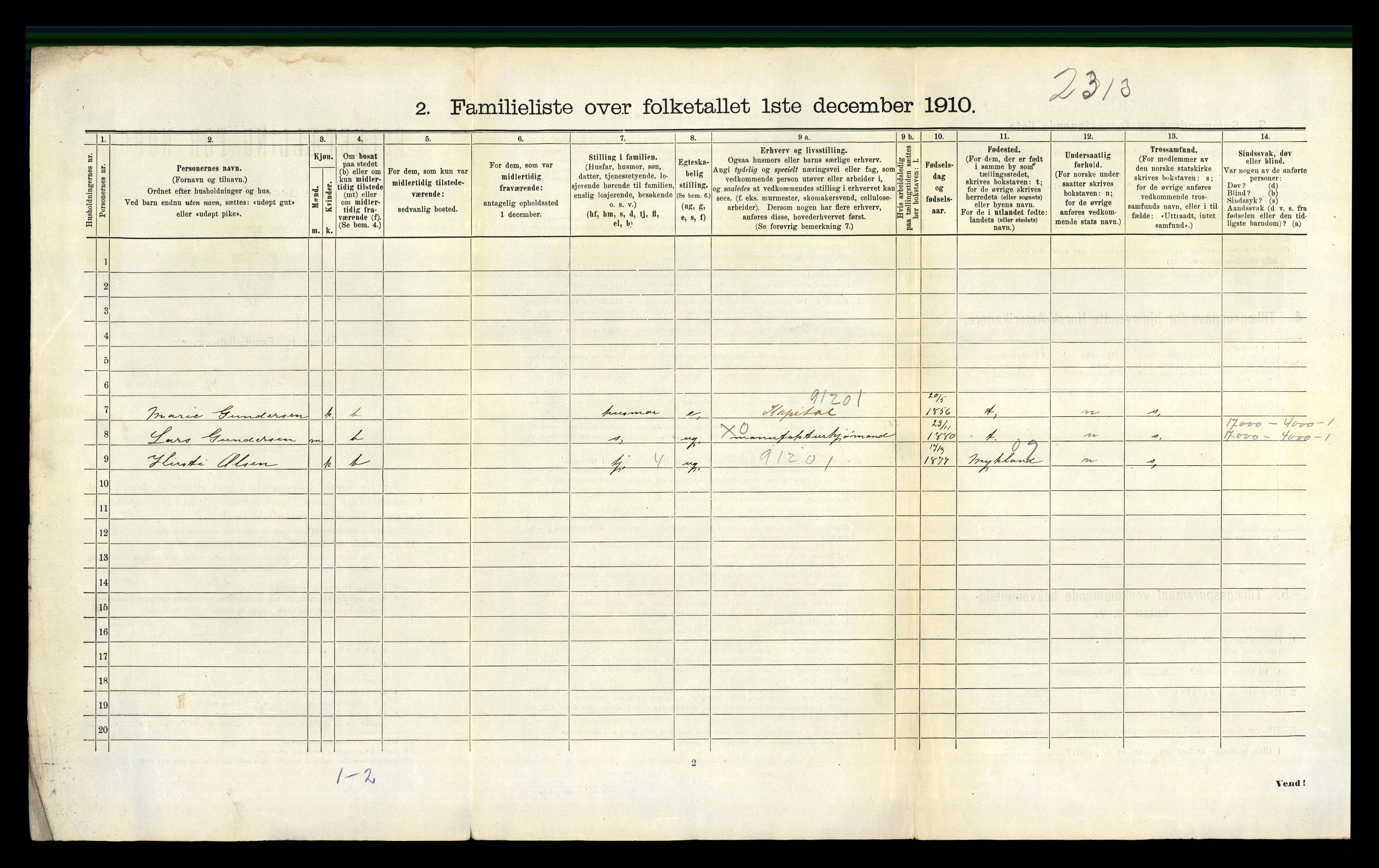 RA, 1910 census for Grimstad, 1910, p. 999