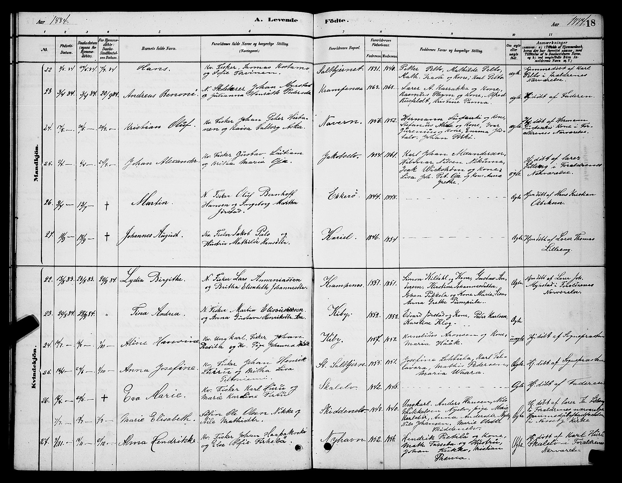 Vadsø sokneprestkontor, SATØ/S-1325/H/Hb/L0003klokker: Parish register (copy) no. 3, 1881-1901, p. 18