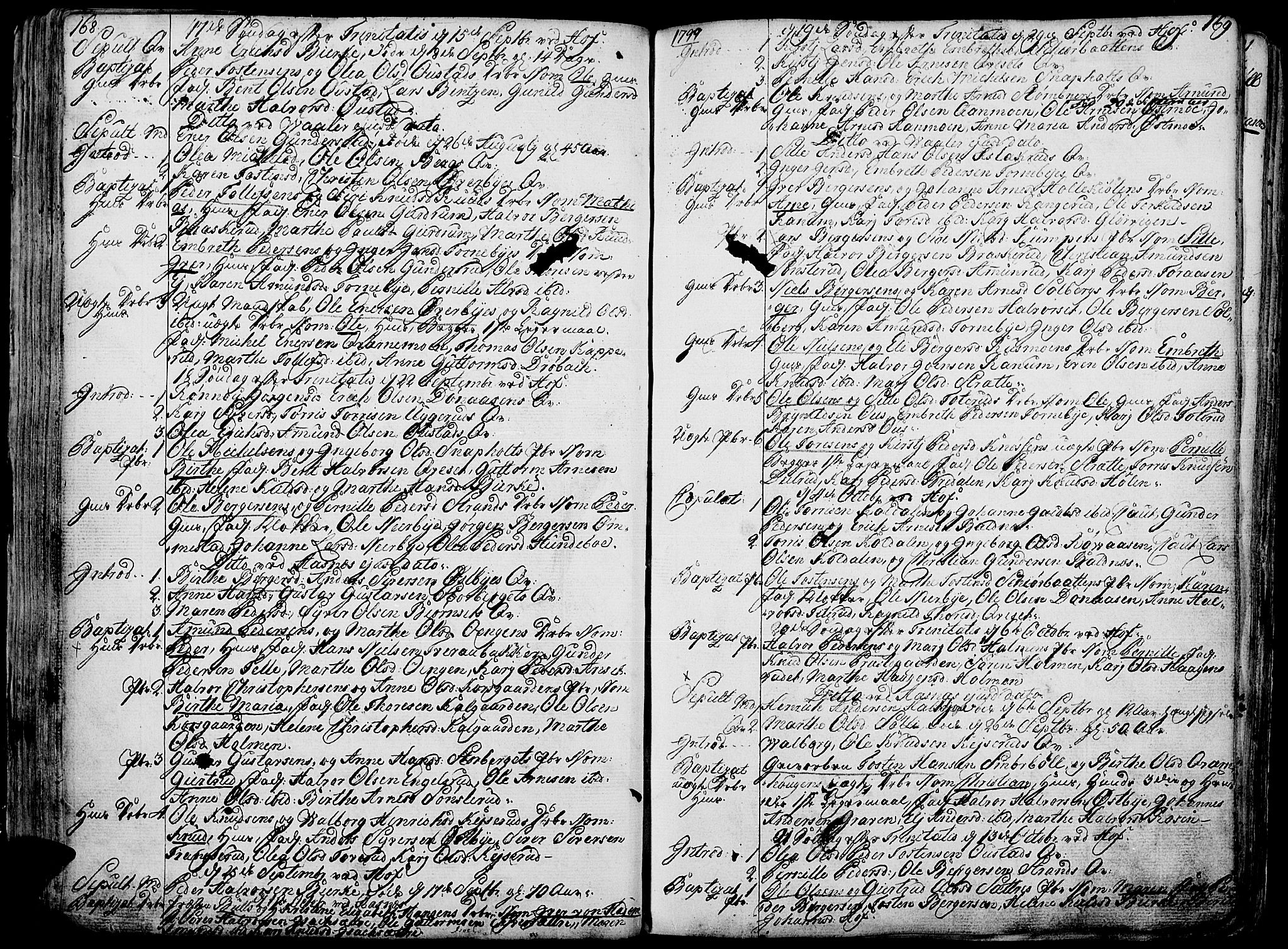 Hof prestekontor, AV/SAH-PREST-038/H/Ha/Haa/L0004: Parish register (official) no. 4, 1790-1815, p. 168-169