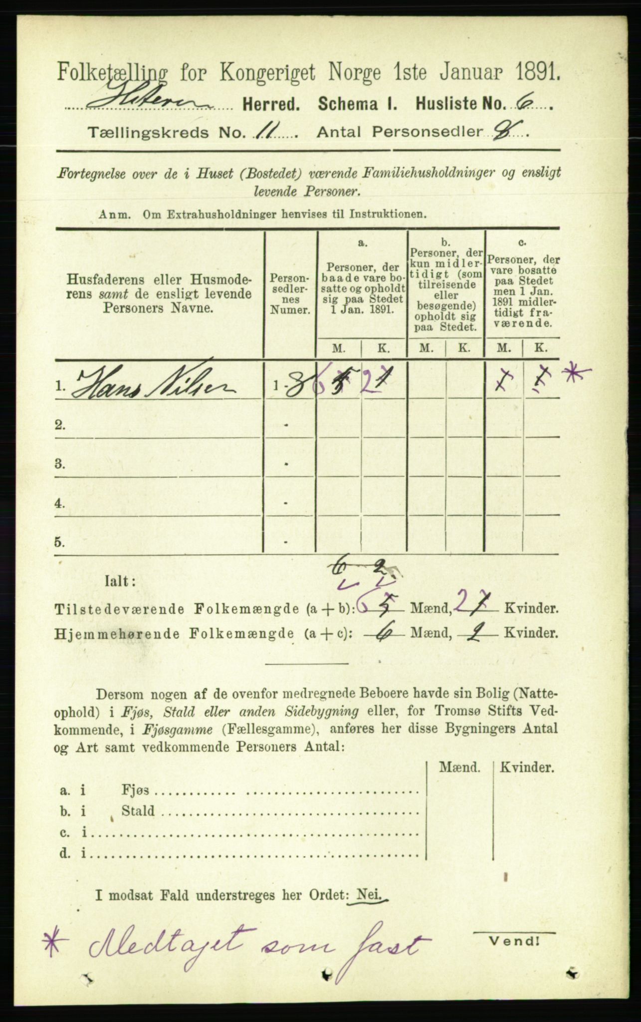 RA, 1891 census for 1617 Hitra, 1891, p. 2427