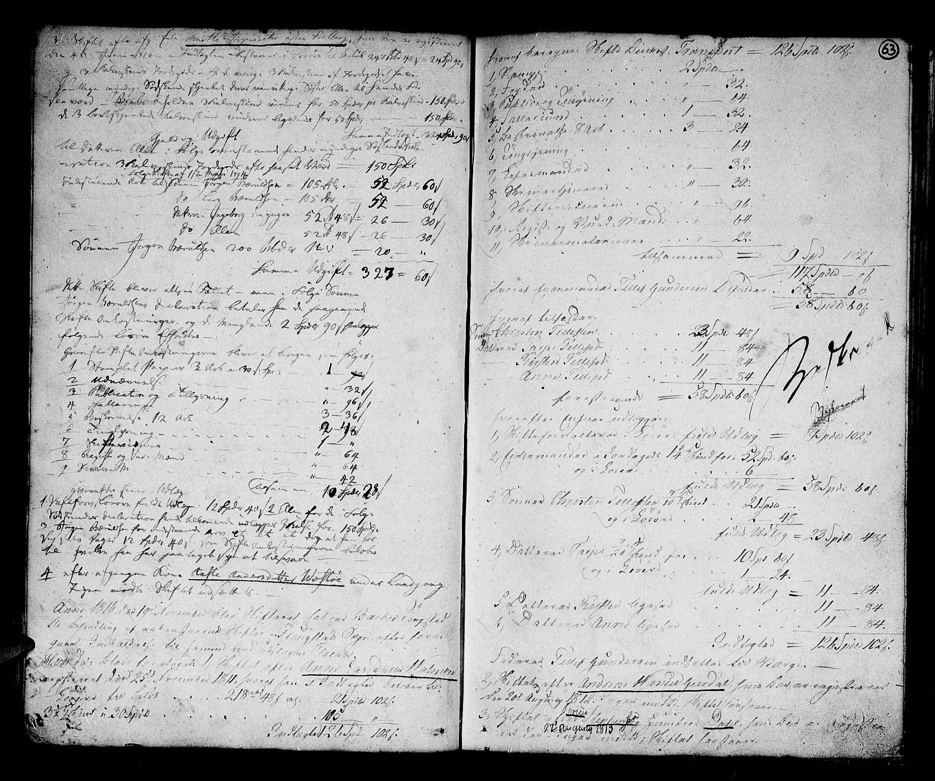 Nedenes sorenskriveri før 1824, SAK/1221-0007/H/Hc/L0049: Skifteprotokoll med register nr 34, 1804-1824, p. 62b-63a