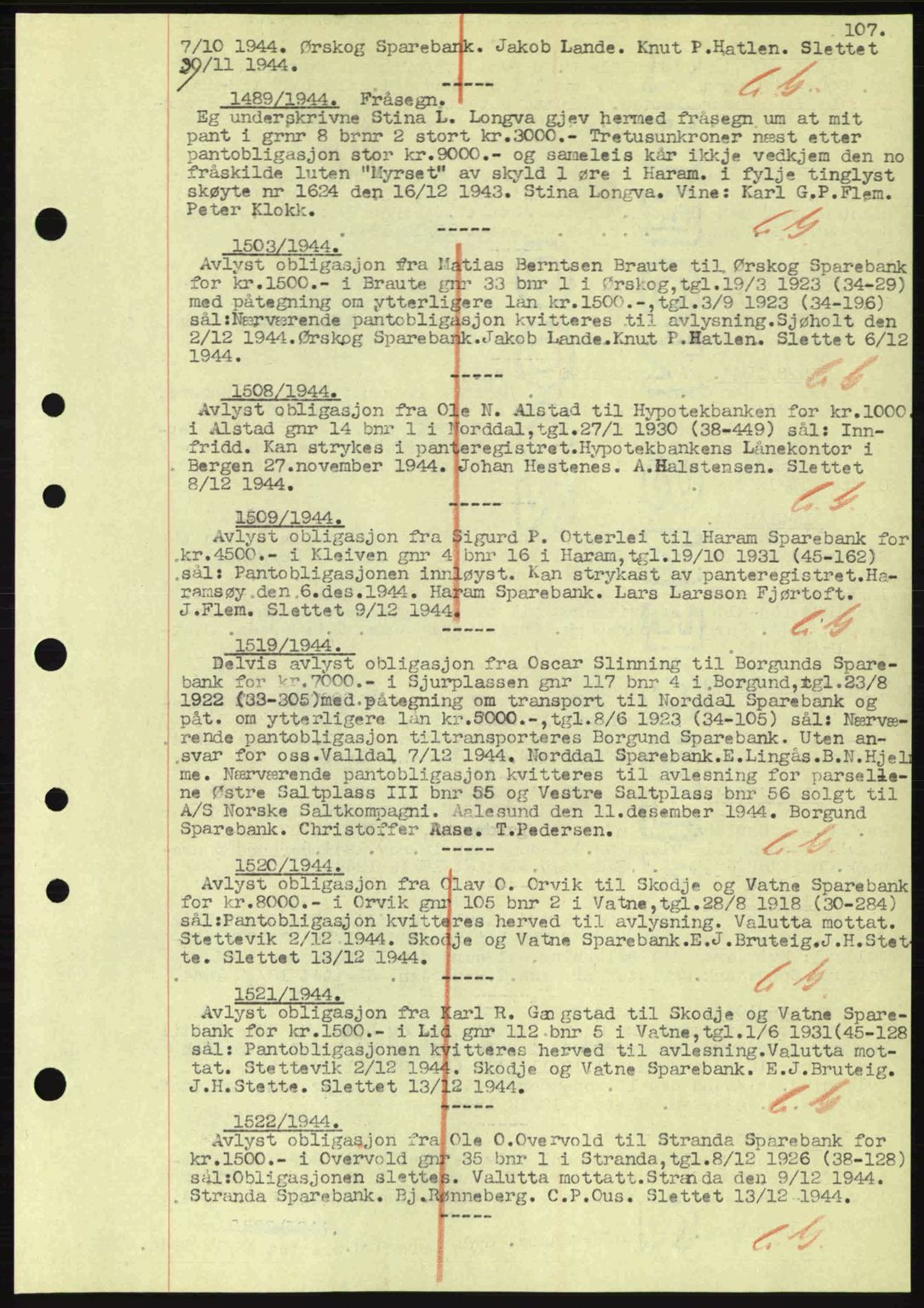 Nordre Sunnmøre sorenskriveri, SAT/A-0006/1/2/2C/2Ca: Mortgage book no. B1-6, 1938-1942, Diary no: : 1489/1944