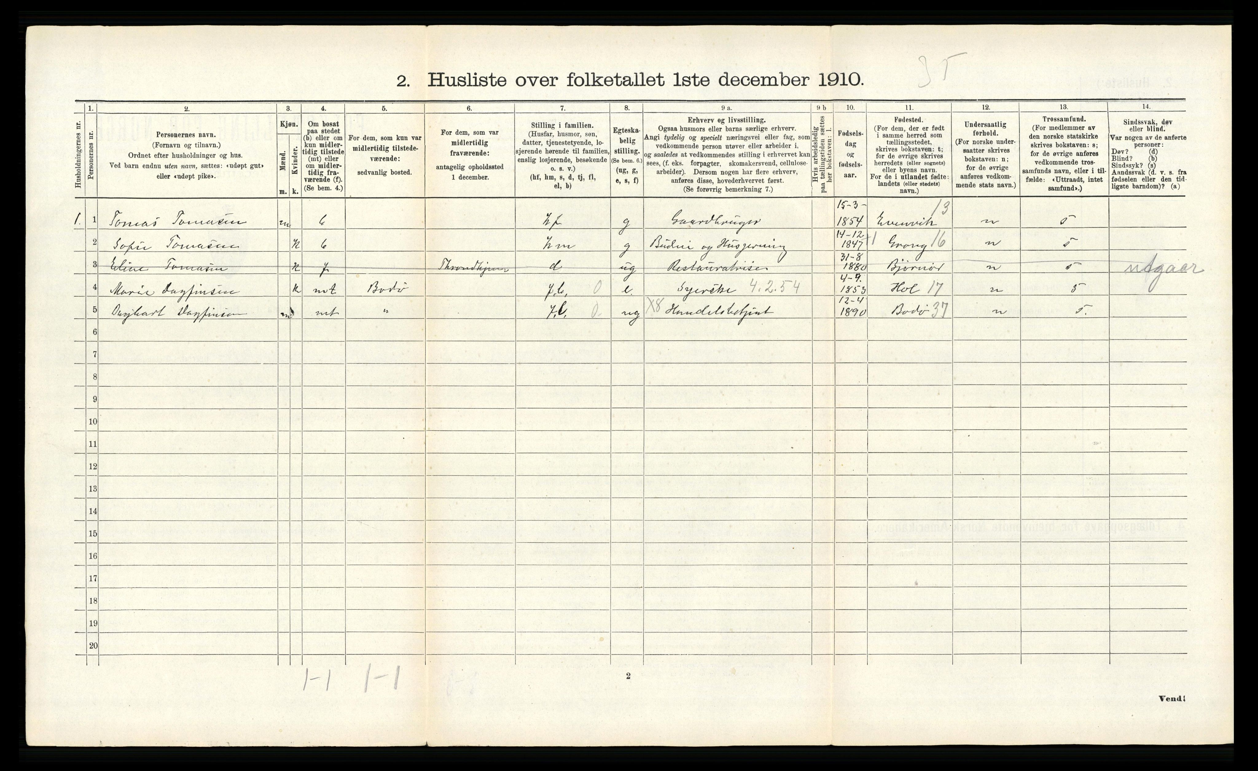 RA, 1910 census for Bodin, 1910, p. 368