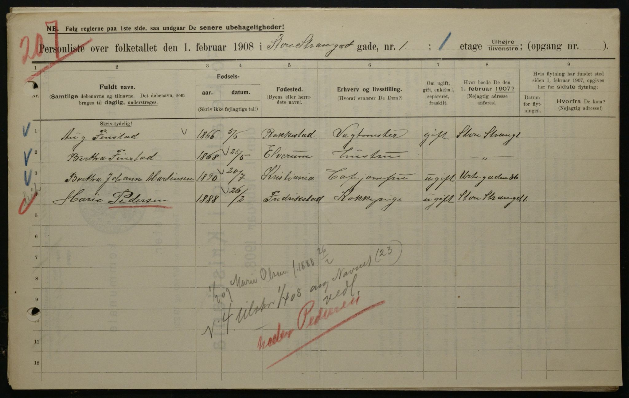 OBA, Municipal Census 1908 for Kristiania, 1908, p. 92399