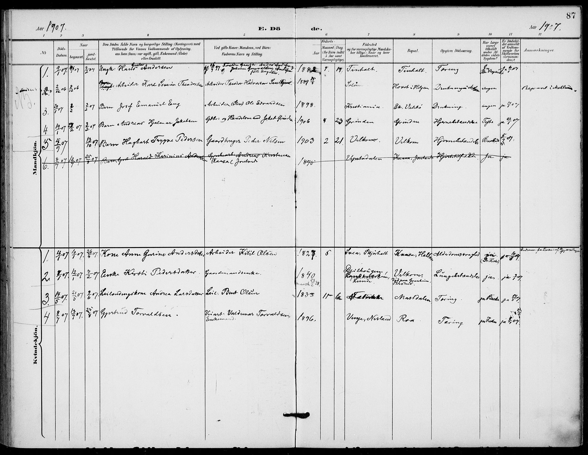 Holla kirkebøker, SAKO/A-272/F/Fa/L0011: Parish register (official) no. 11, 1897-1928, p. 87