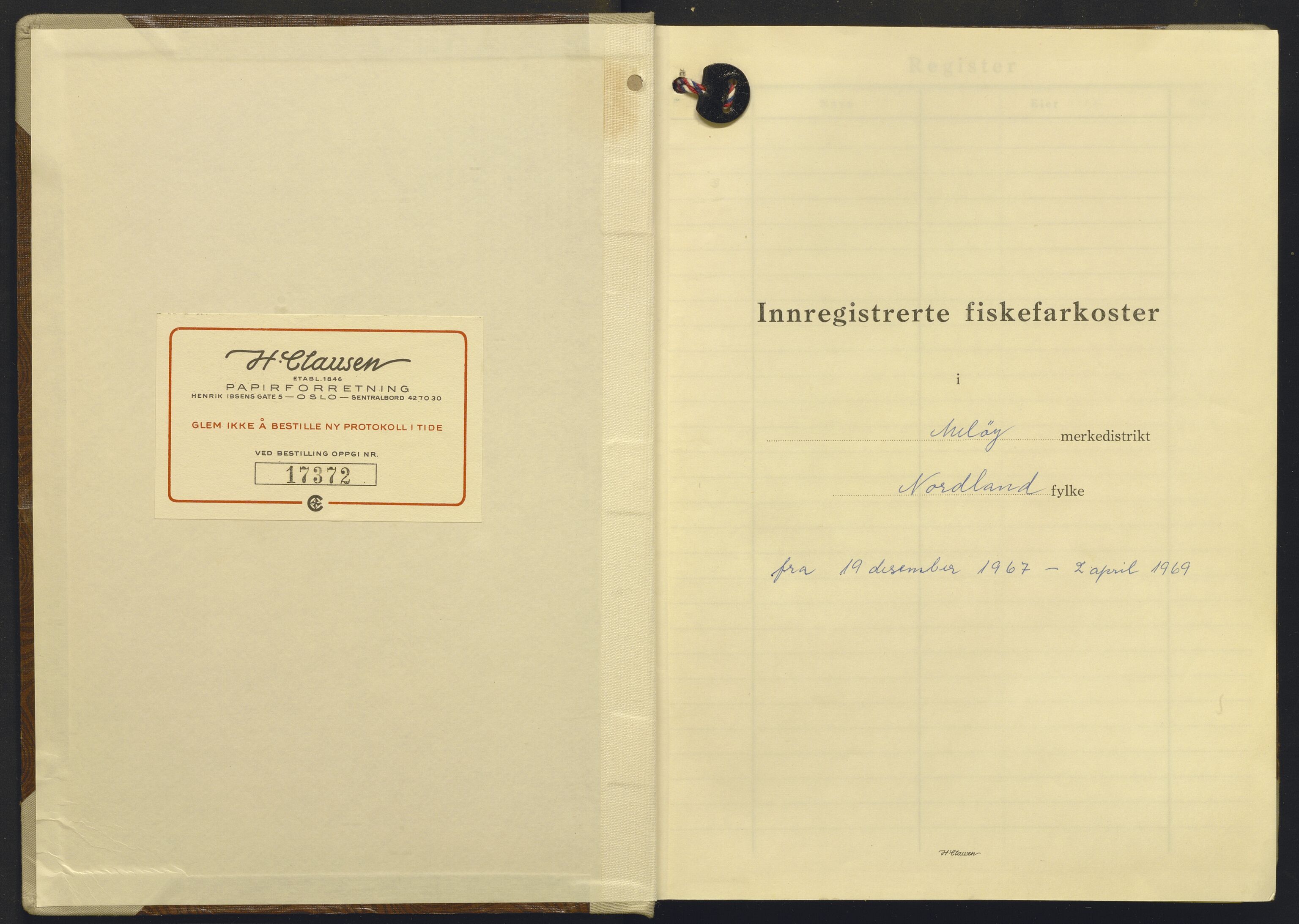 Fiskeridirektoratet - 1 Adm. ledelse - 13 Båtkontoret, AV/SAB-A-2003/I/Ia/Iac/L0122: 135.0338/6 Merkeprotokoll - Meløy, 1966-1973