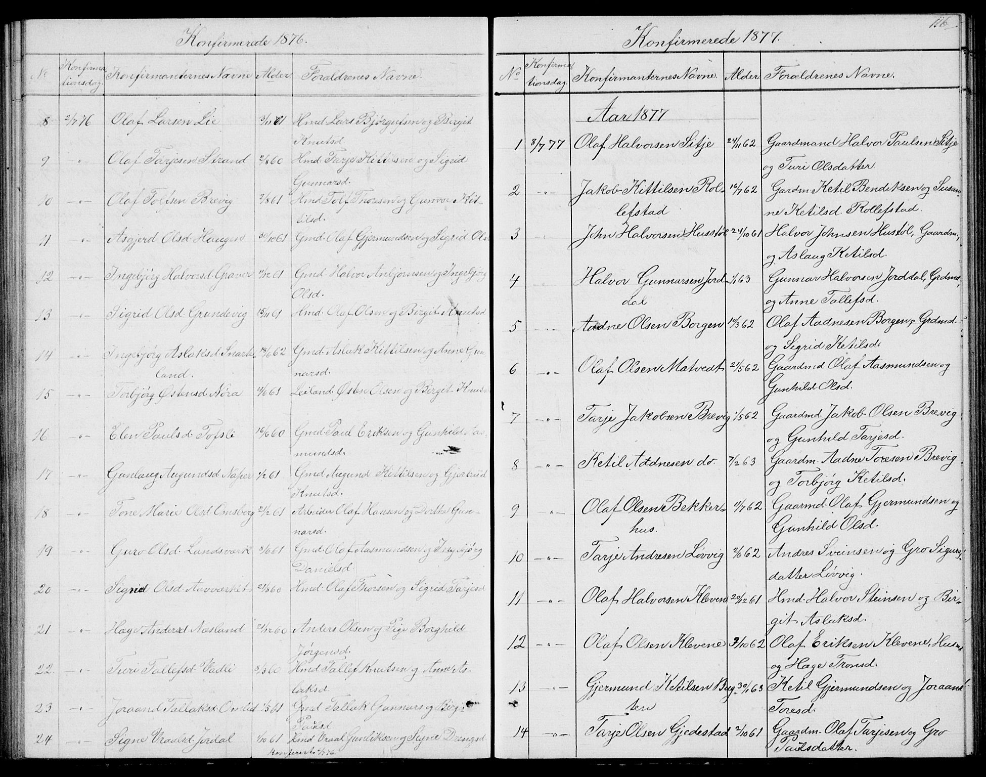 Fyresdal kirkebøker, SAKO/A-263/G/Ga/L0004: Parish register (copy) no. I 4, 1864-1892, p. 116