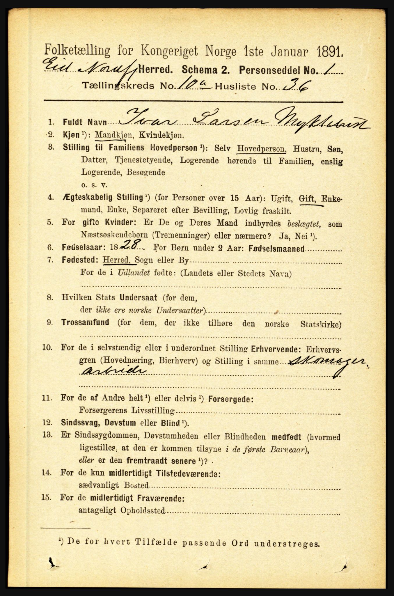 RA, 1891 census for 1443 Eid, 1891, p. 3015