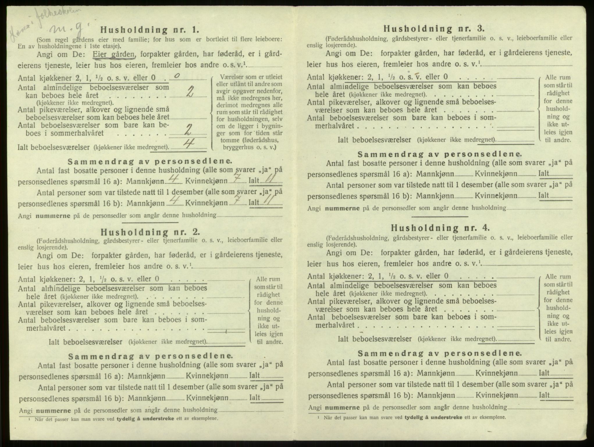 SAB, 1920 census for Aurland, 1920, p. 397