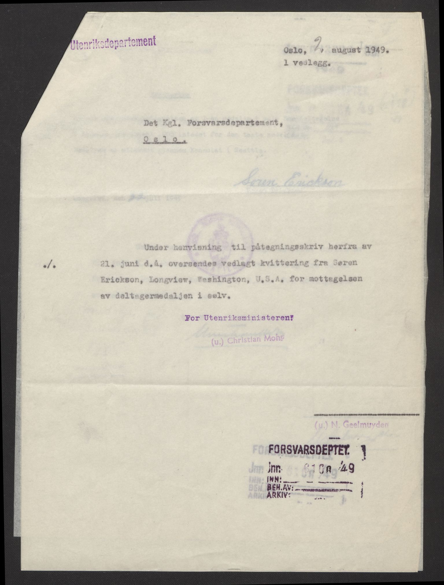 Forsvarsdepartementet, arkivet 1940-1945, AV/RA-RAFA-2062, 1940-1945, p. 815