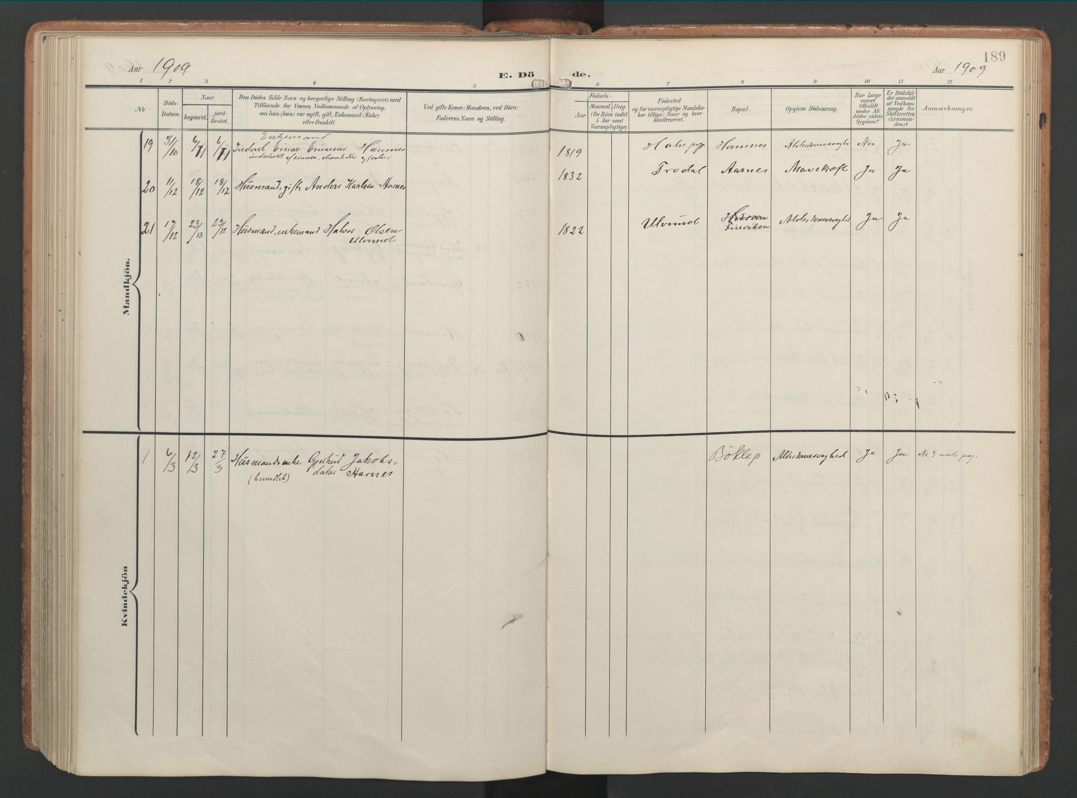 Ministerialprotokoller, klokkerbøker og fødselsregistre - Møre og Romsdal, AV/SAT-A-1454/592/L1030: Parish register (official) no. 592A08, 1901-1925, p. 189