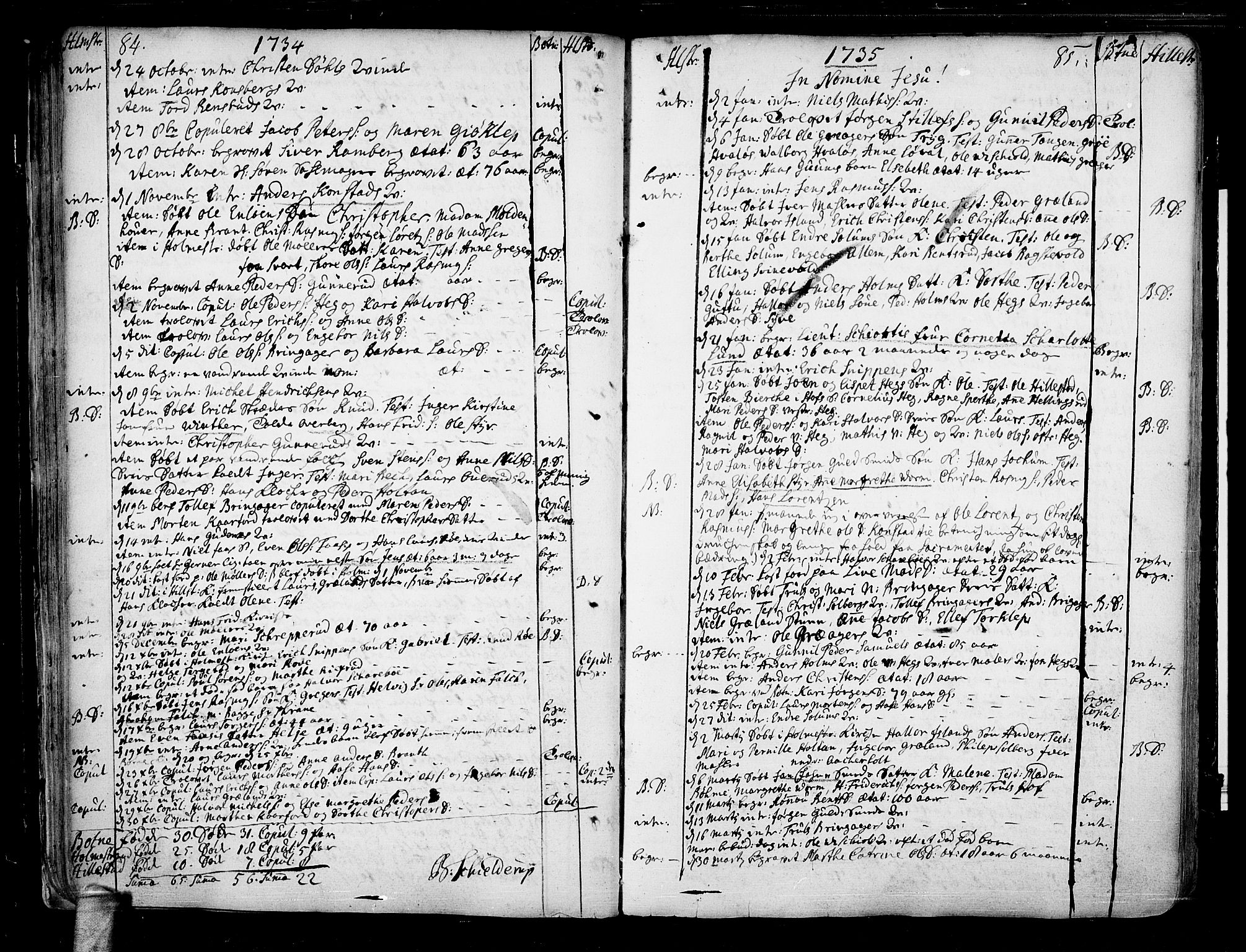 Botne kirkebøker, SAKO/A-340/F/Fa/L0001a: Parish register (official) no. I 1A, 1707-1778, p. 84-85