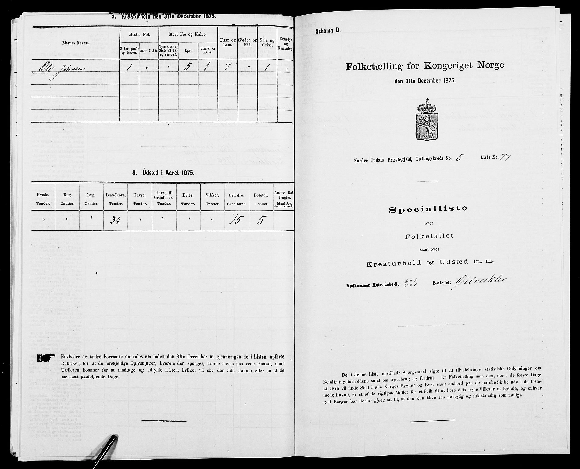 SAK, 1875 census for 1028P Nord-Audnedal, 1875, p. 598