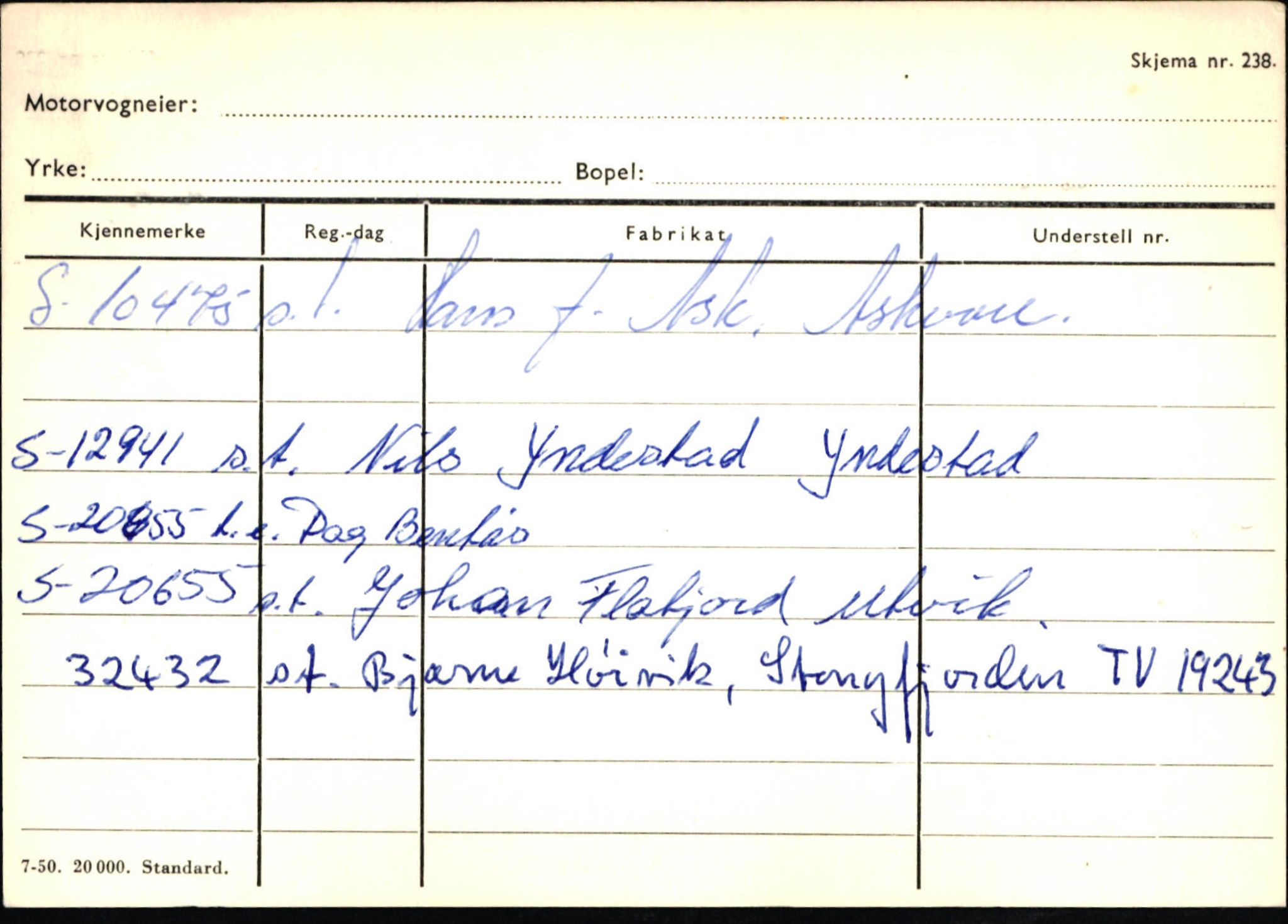 Statens vegvesen, Sogn og Fjordane vegkontor, AV/SAB-A-5301/4/F/L0132: Eigarregister Askvoll A-Å. Balestrand A-Å, 1945-1975, p. 1469