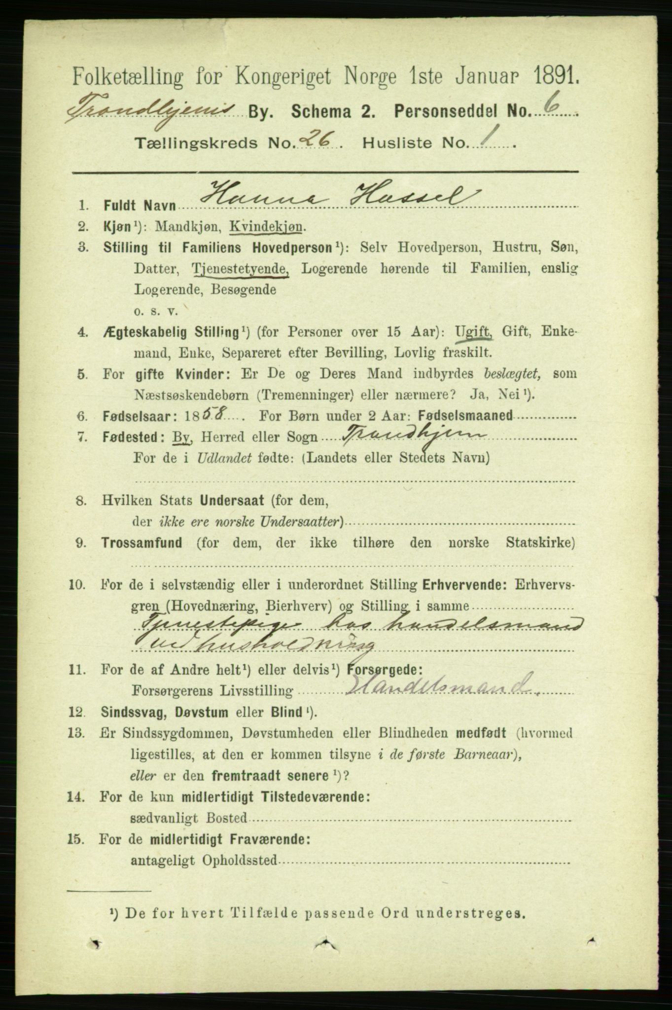 RA, 1891 census for 1601 Trondheim, 1891, p. 19465