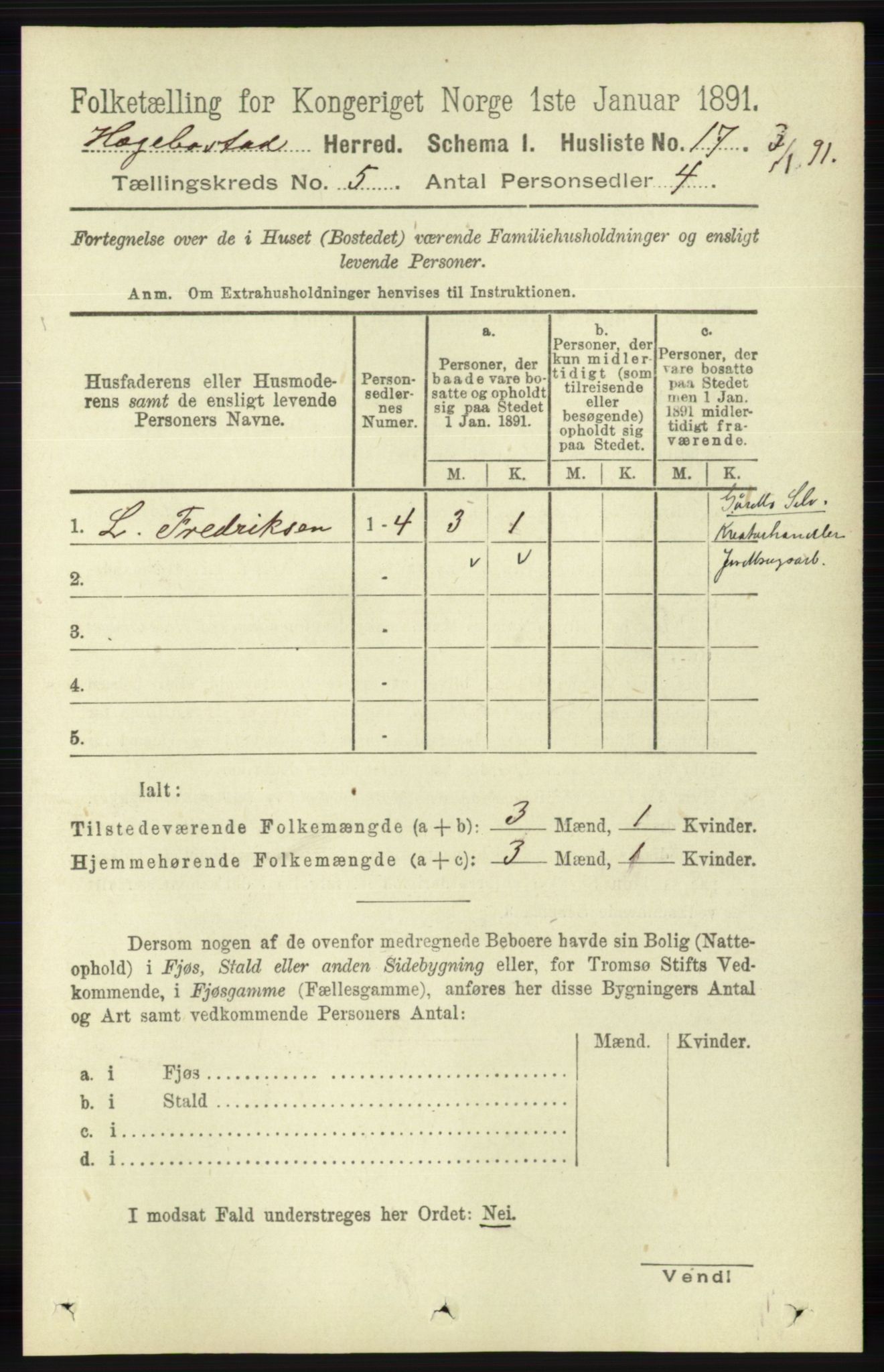 RA, 1891 census for 1034 Hægebostad, 1891, p. 1447