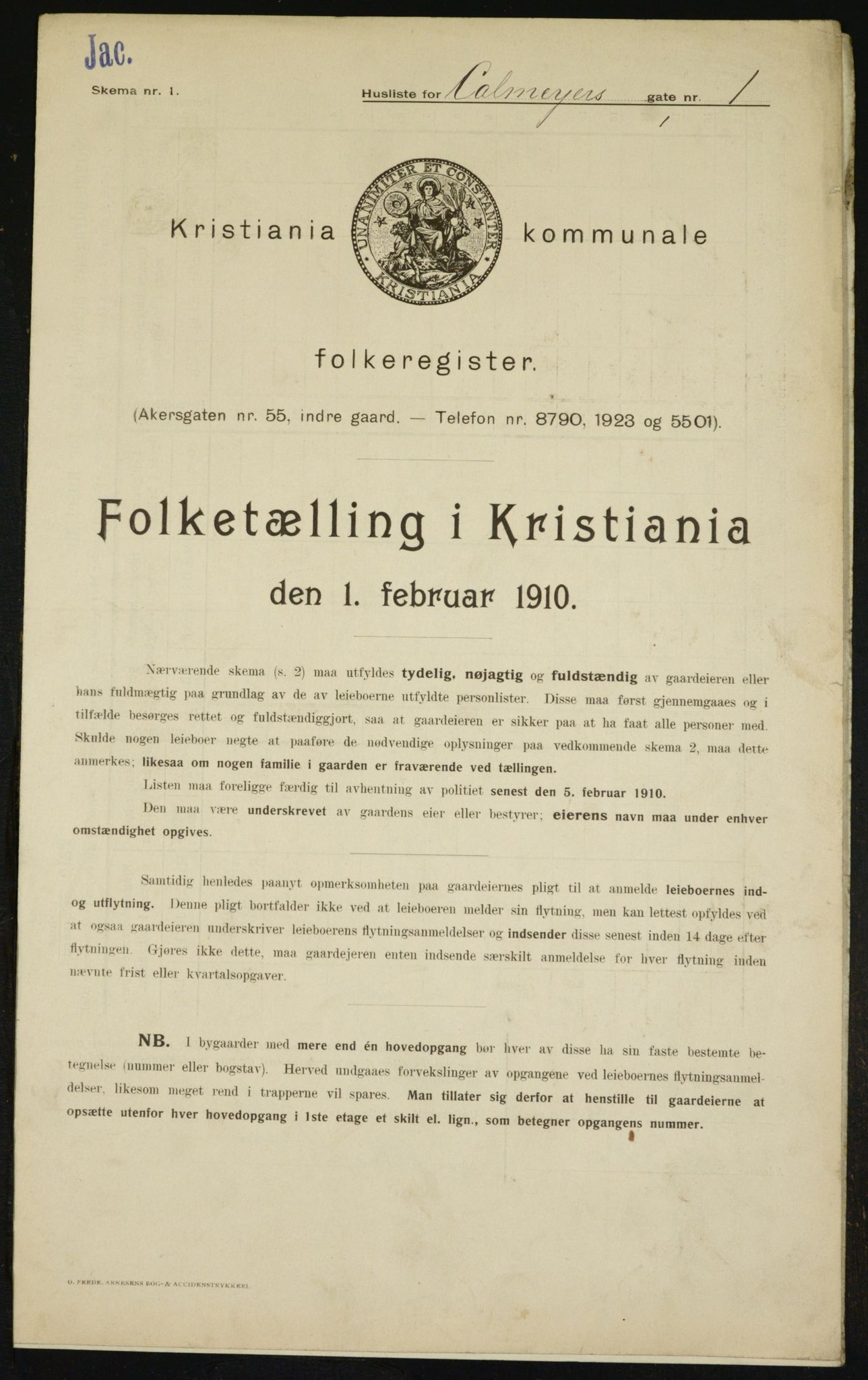 OBA, Municipal Census 1910 for Kristiania, 1910, p. 10869