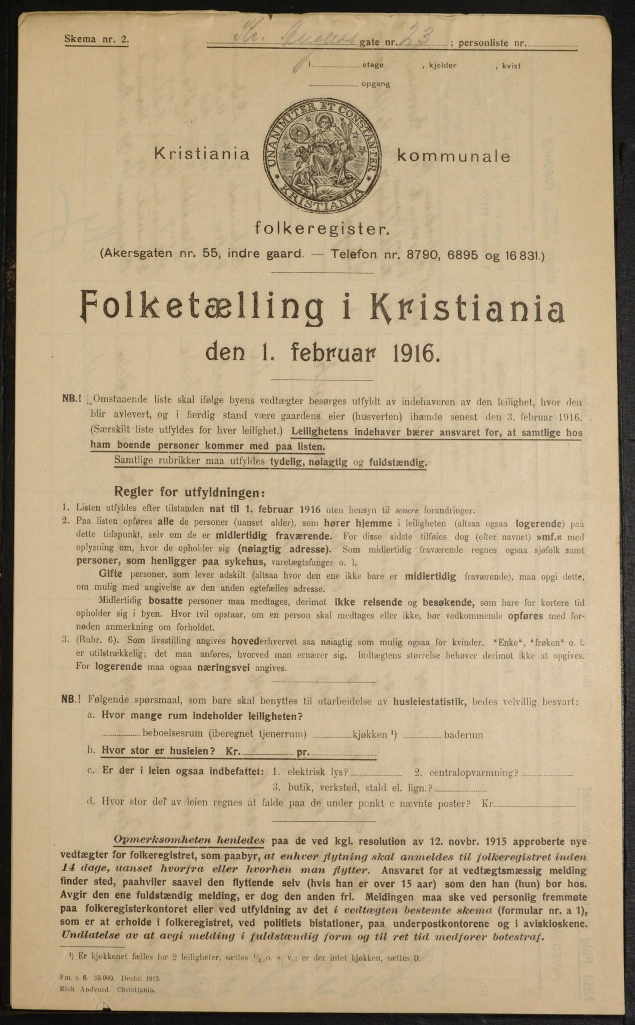 OBA, Municipal Census 1916 for Kristiania, 1916, p. 55274