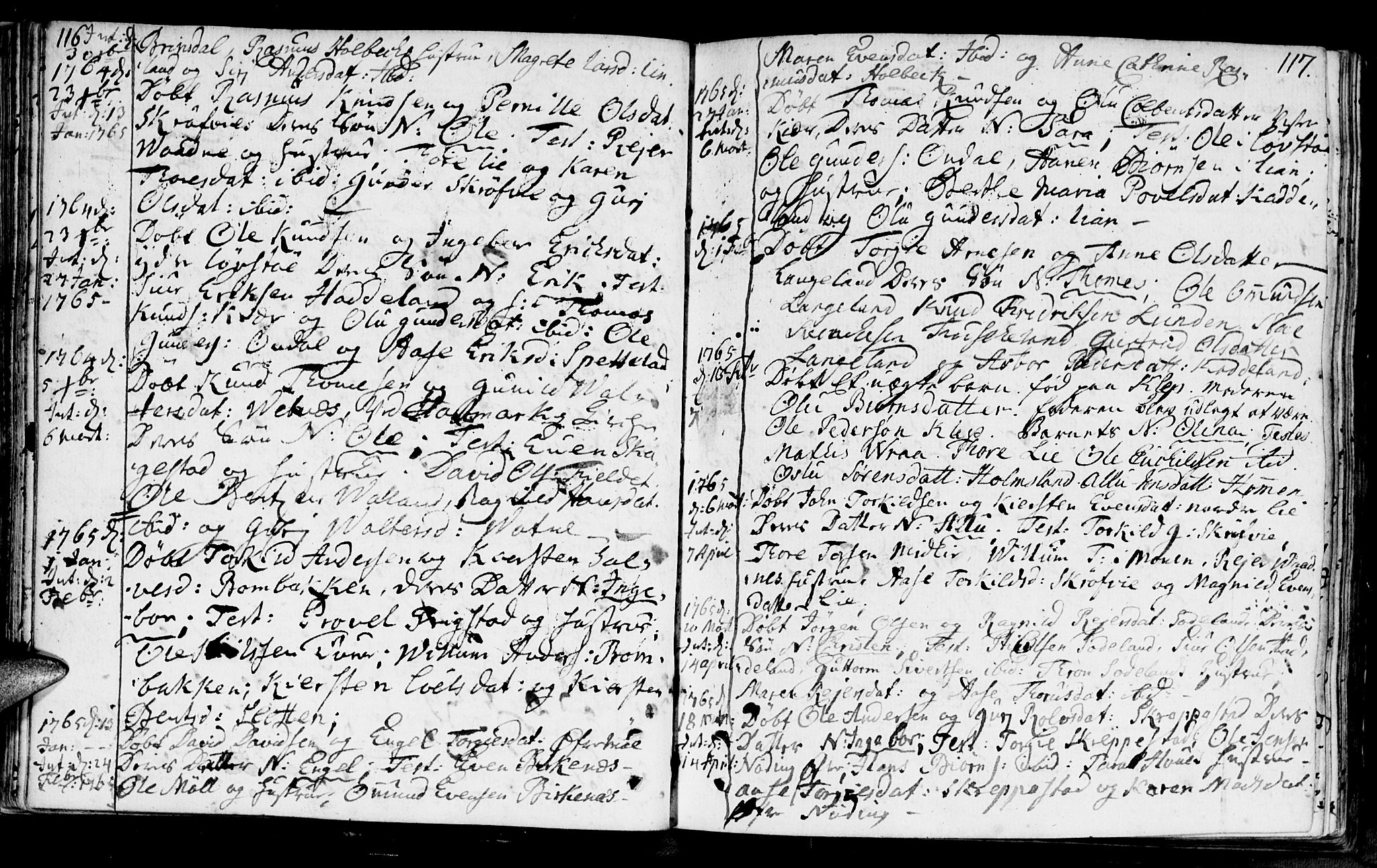 Holum sokneprestkontor, SAK/1111-0022/F/Fa/Faa/L0002: Parish register (official) no. A 2, 1756-1780, p. 116-117
