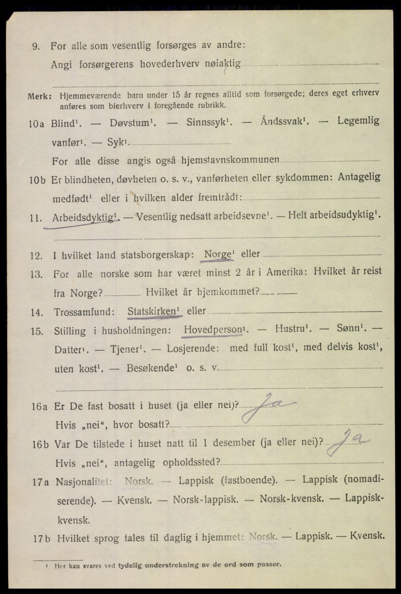 SAT, 1920 census for Gimsøy, 1920, p. 2824