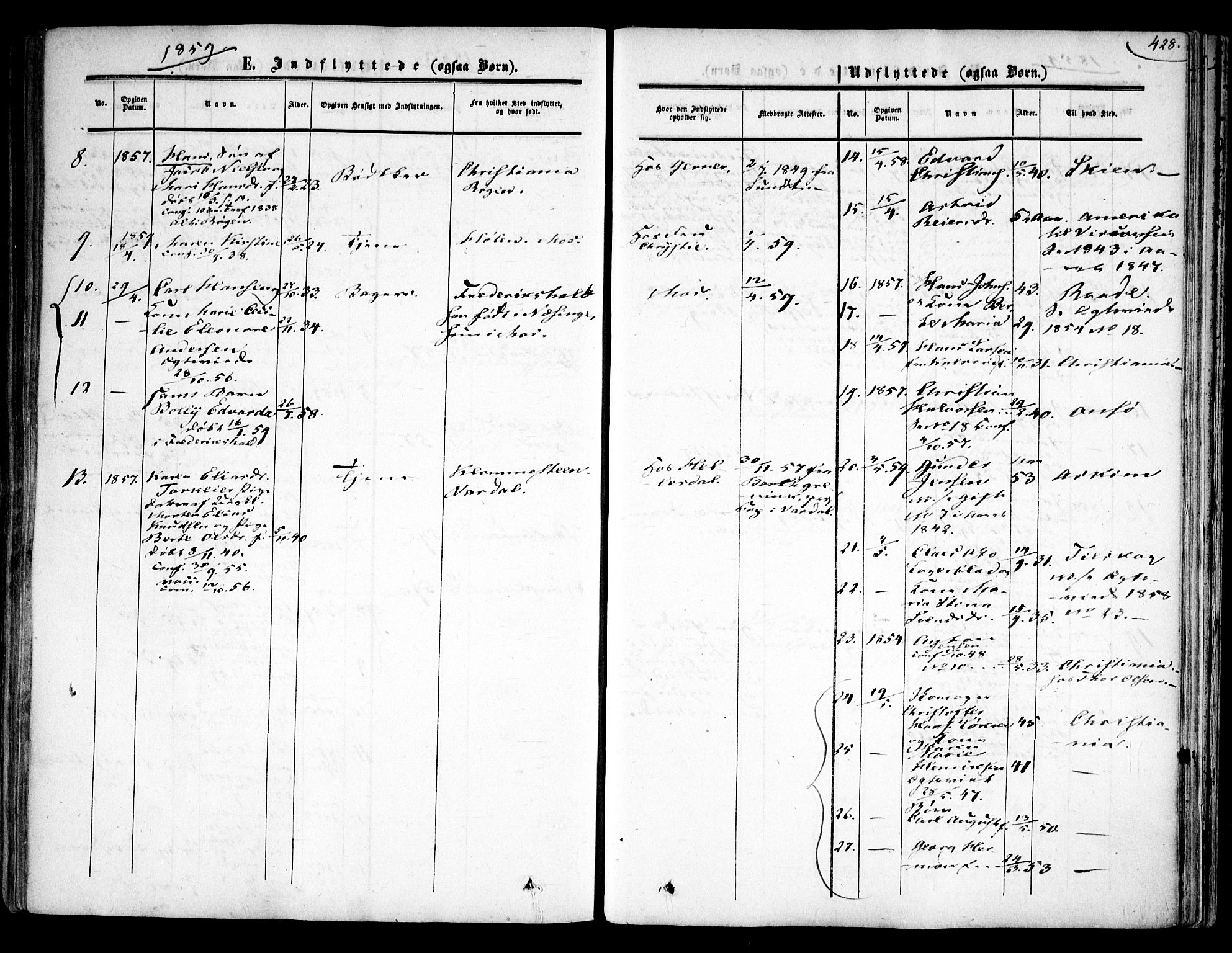 Moss prestekontor Kirkebøker, AV/SAO-A-2003/F/Fa/L0008: Parish register (official) no. I 8, 1852-1869, p. 428