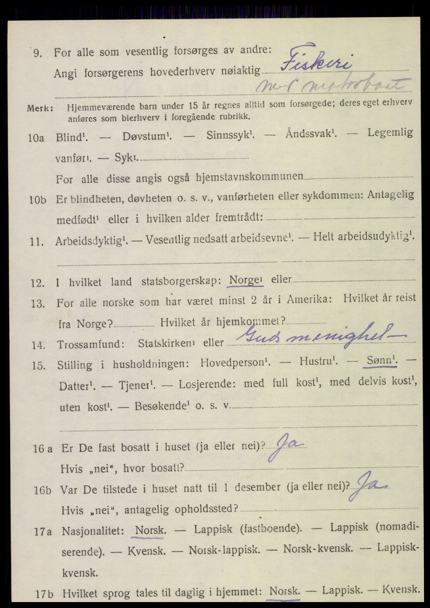 SAT, 1920 census for Nordvik, 1920, p. 601