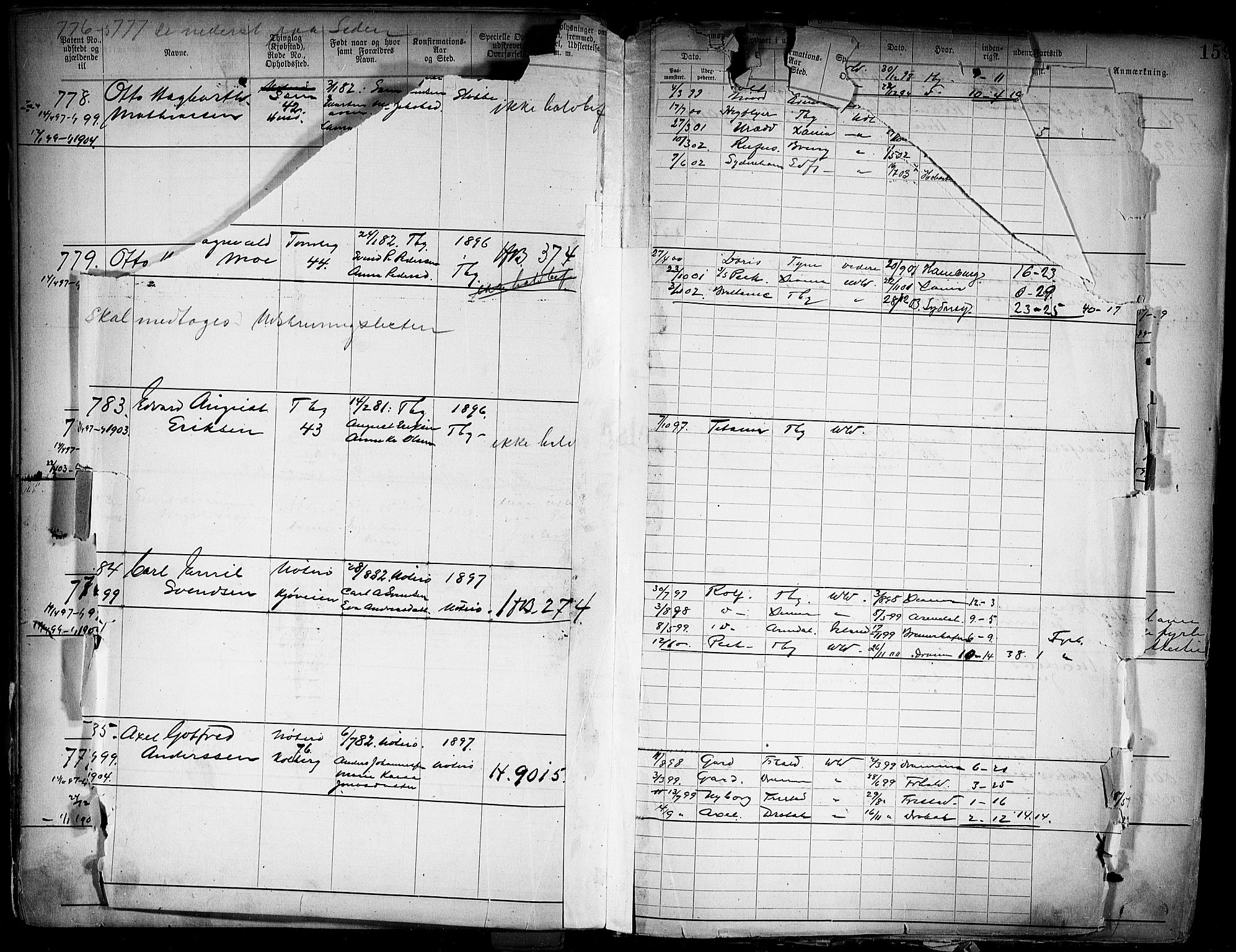 Tønsberg innrulleringskontor, AV/SAKO-A-786/F/Fb/L0004: Annotasjonsrulle Patent nr. 1-2400, 1892-1904, p. 122