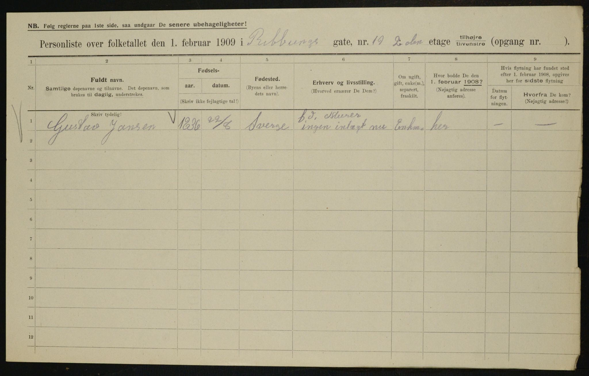 OBA, Municipal Census 1909 for Kristiania, 1909, p. 75277