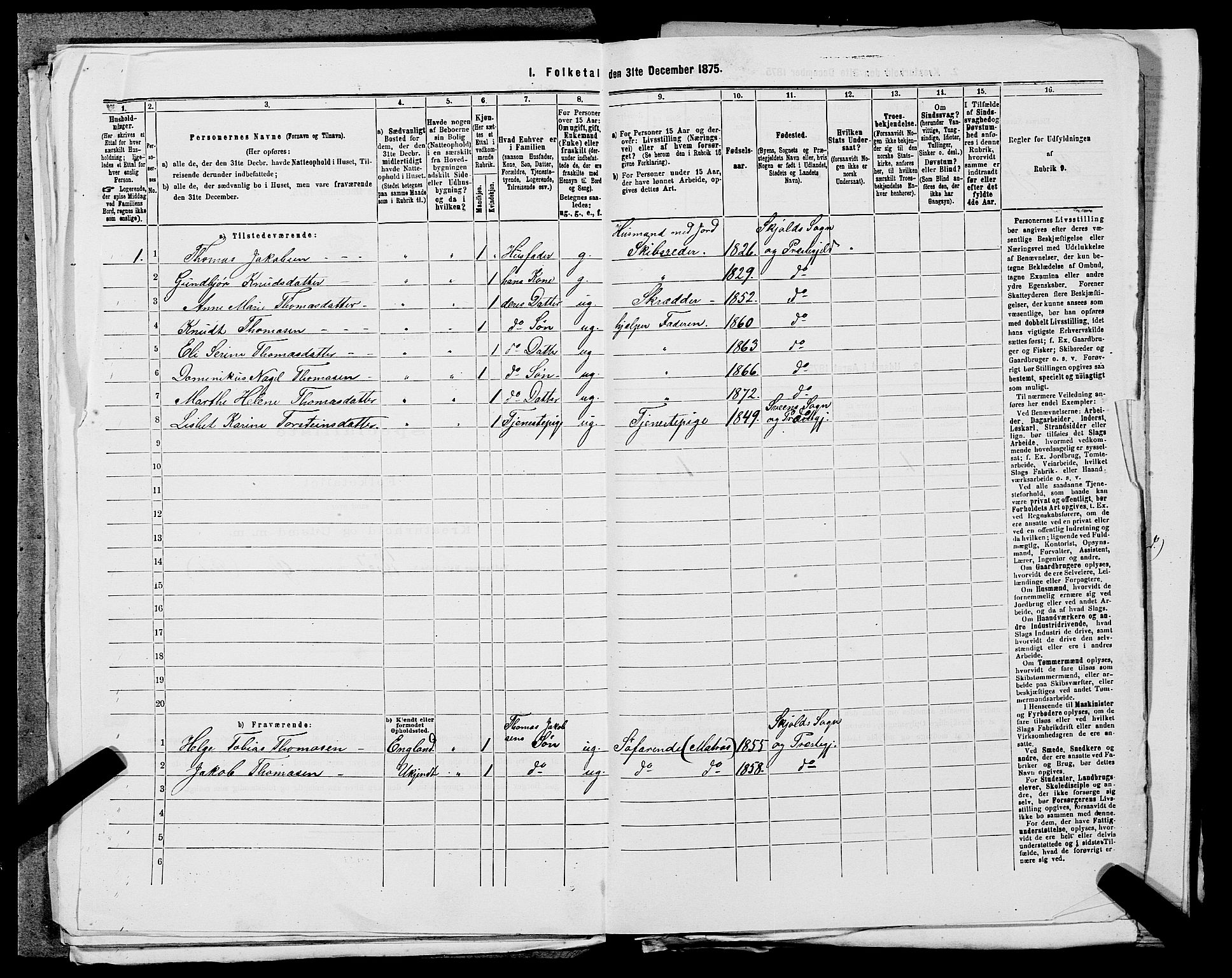 SAST, 1875 census for 1154P Skjold, 1875, p. 614