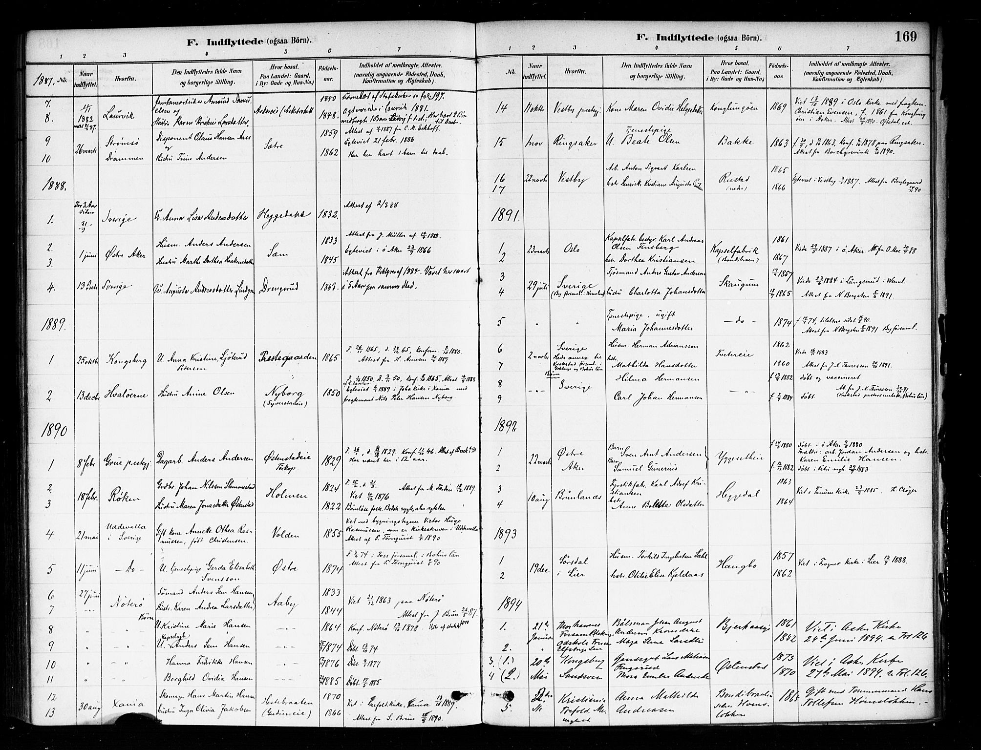 Asker prestekontor Kirkebøker, SAO/A-10256a/F/Fa/L0014: Parish register (official) no. I 14, 1879-1900, p. 169