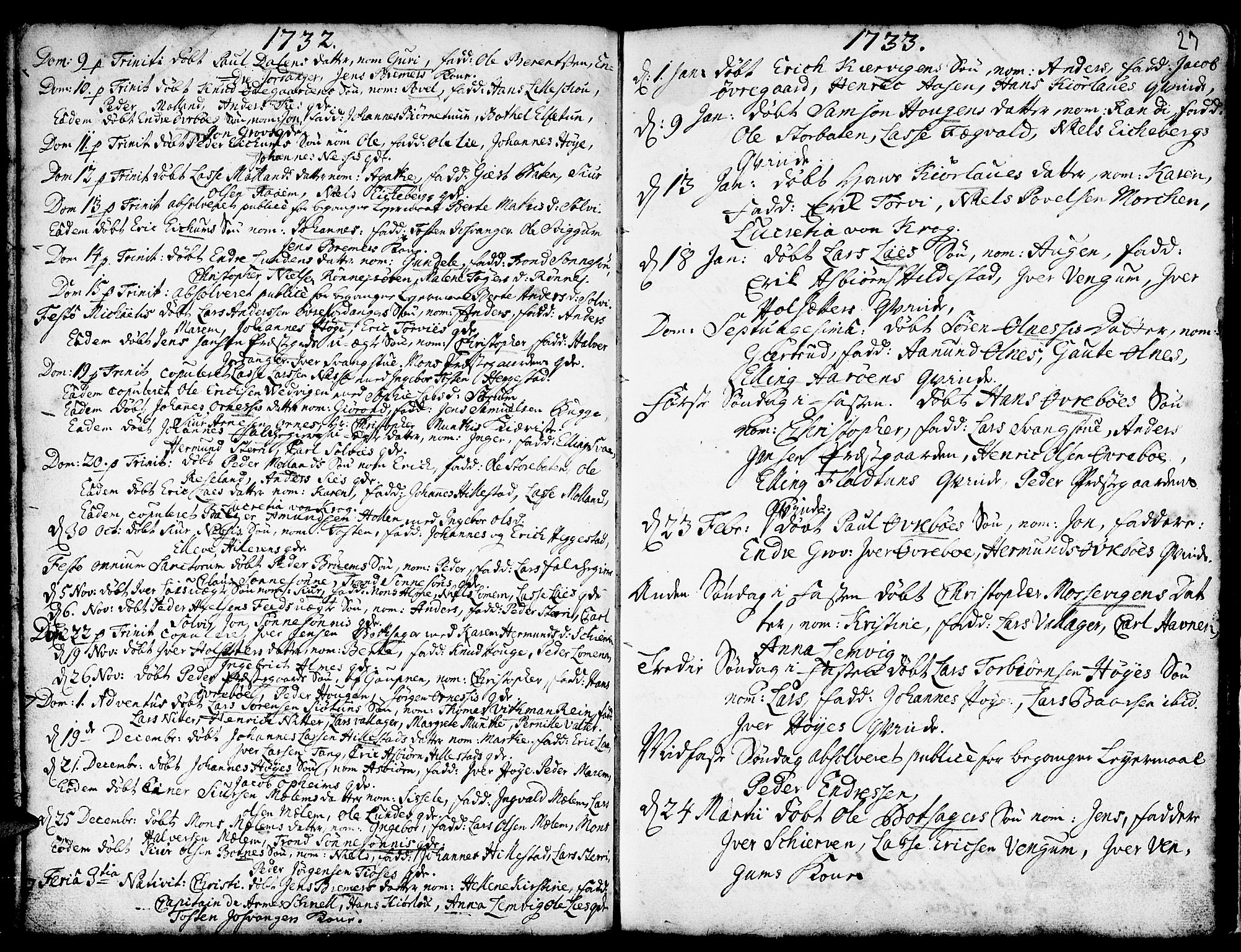 Hafslo sokneprestembete, AV/SAB-A-80301/H/Haa/Haaa/L0001: Parish register (official) no. A 1, 1717-1755, p. 27