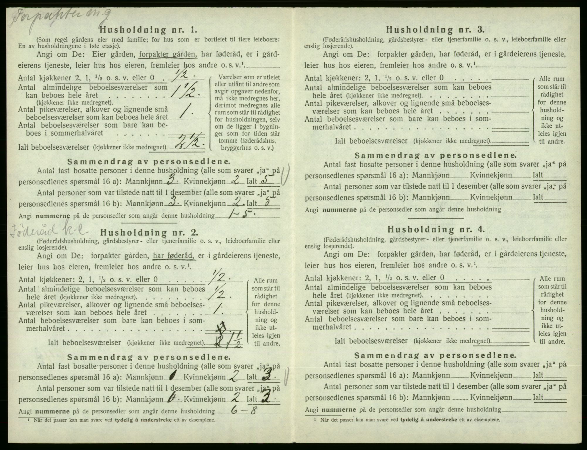 SAB, 1920 census for Fjelberg, 1920, p. 304