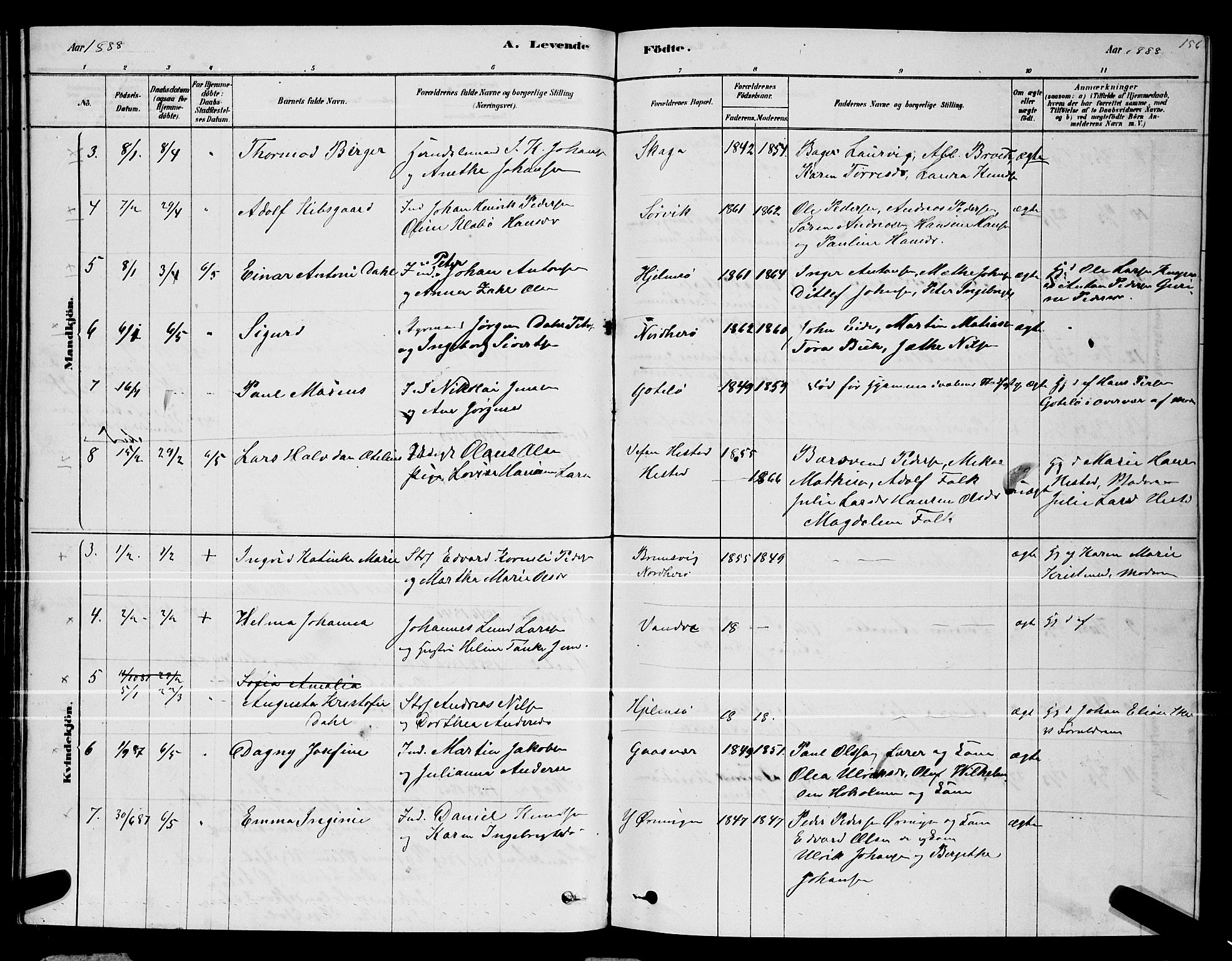 Ministerialprotokoller, klokkerbøker og fødselsregistre - Nordland, AV/SAT-A-1459/834/L0513: Parish register (copy) no. 834C04, 1877-1892, p. 156