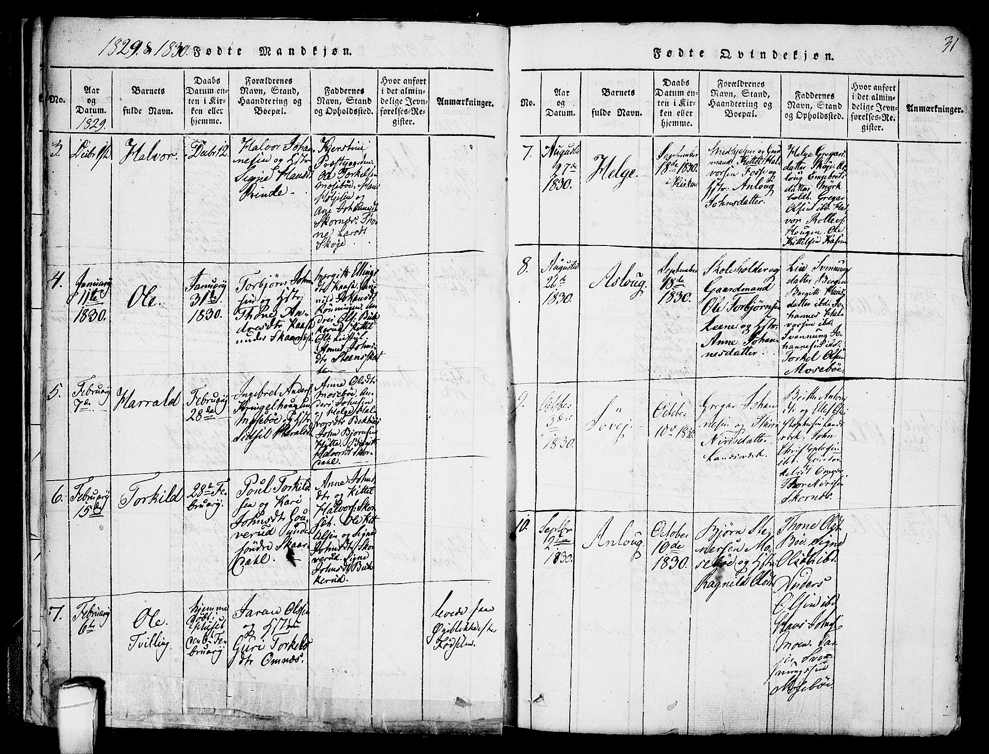 Hjartdal kirkebøker, AV/SAKO-A-270/F/Fb/L0001: Parish register (official) no. II 1, 1815-1843, p. 31
