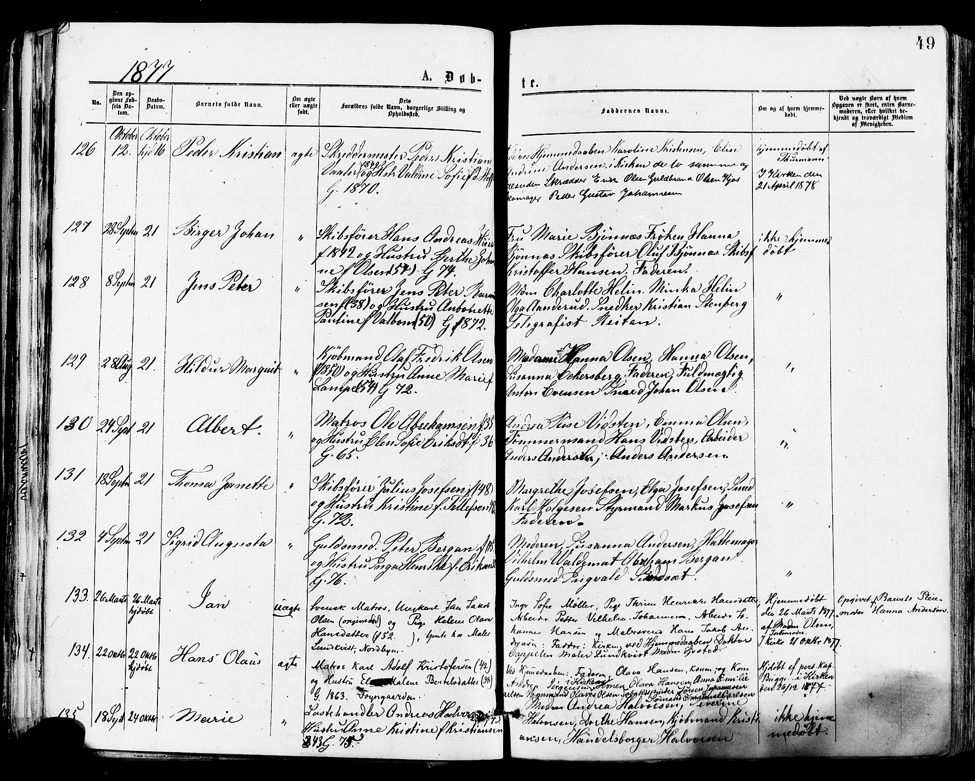 Tønsberg kirkebøker, SAKO/A-330/F/Fa/L0010: Parish register (official) no. I 10, 1874-1880, p. 49